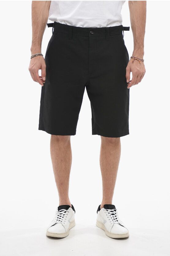 image of Alexander Mcqueen Cotton Shorts With Side Martingales in Black, Men's (Size 33)