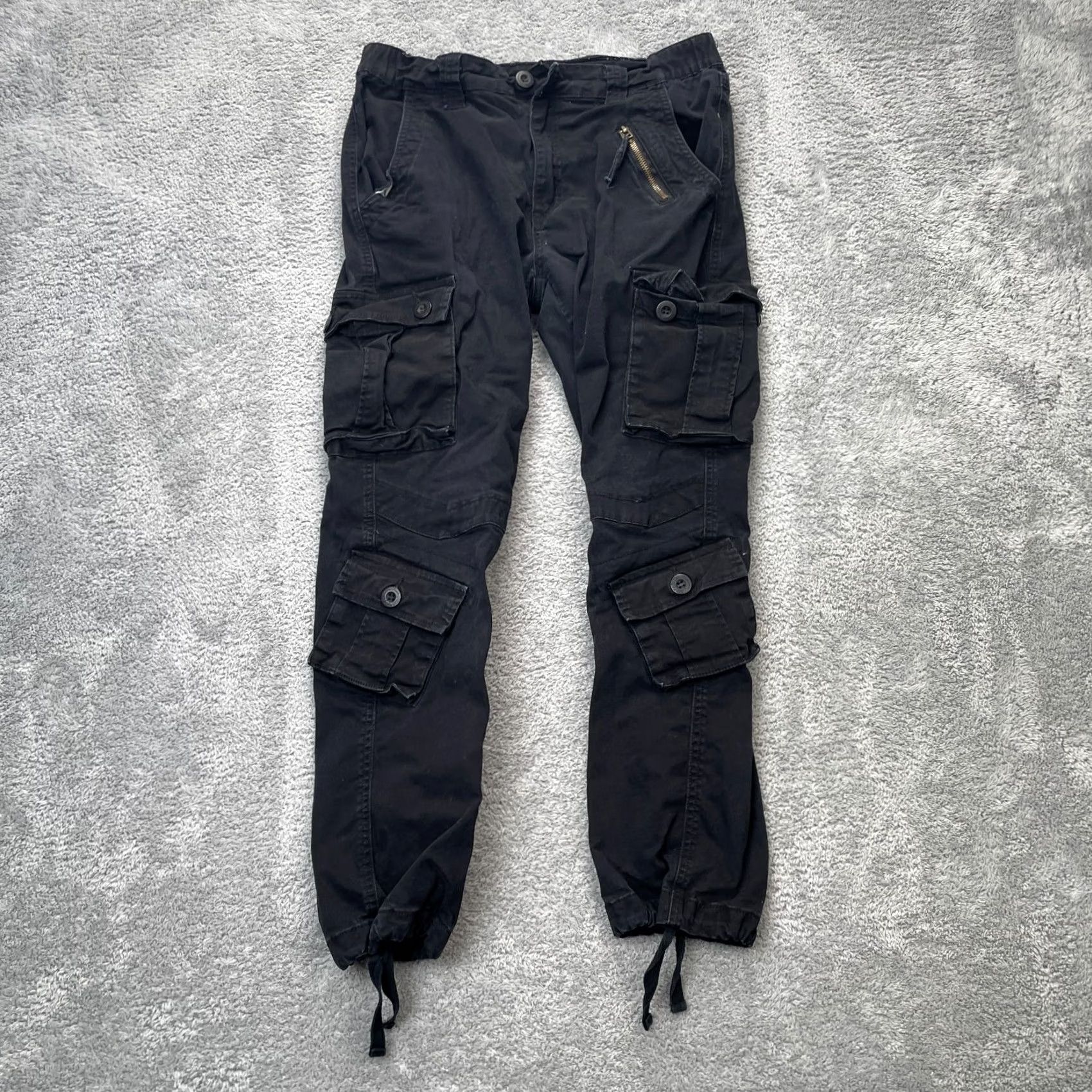 Vintage Must Way Pants Womens 32 Black Cargo Army Utility Military Multi Combat Tactical Pants Casual Travel City 90s? Size 24" / US 00 / IT 34 - 2 Thumbnail