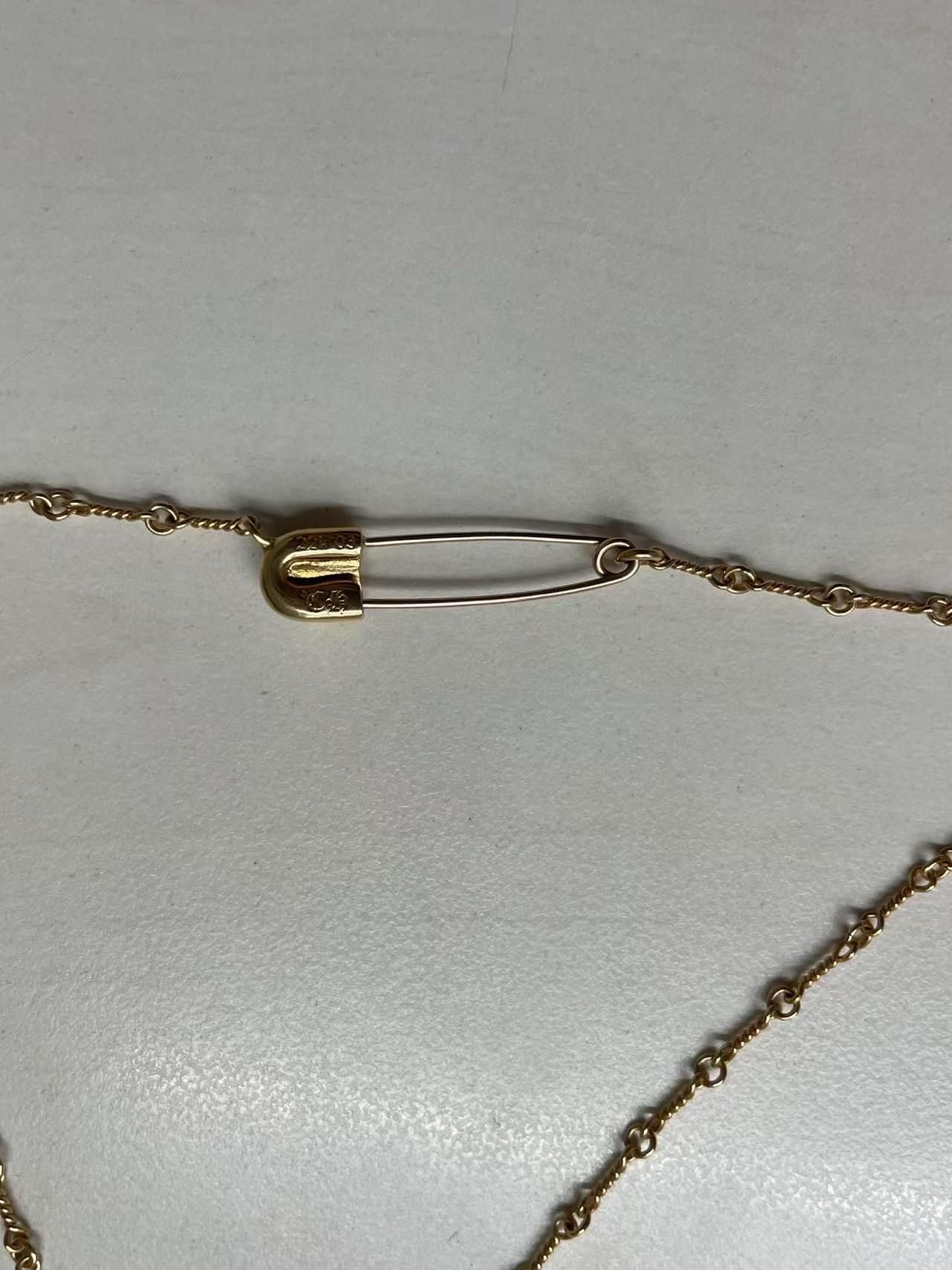 Chrome Hearts Chrome Hearts 22K Gold Emerald Safety Pin Necklace Size ONE SIZE - 7 Thumbnail