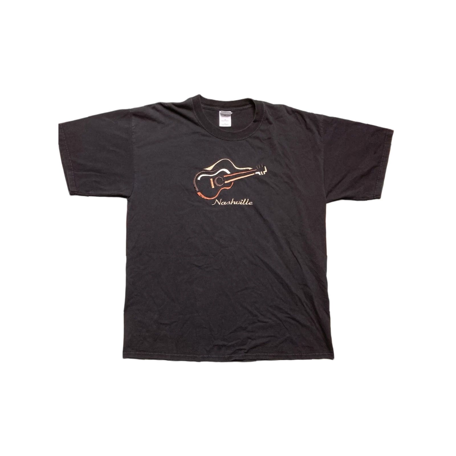 Gildan VINTAGE Gildan T-Shirt Nashville Tennessee guitar music embroidered Black XL Men Size US XL / EU 56 / 4 - 1 Thumbnail