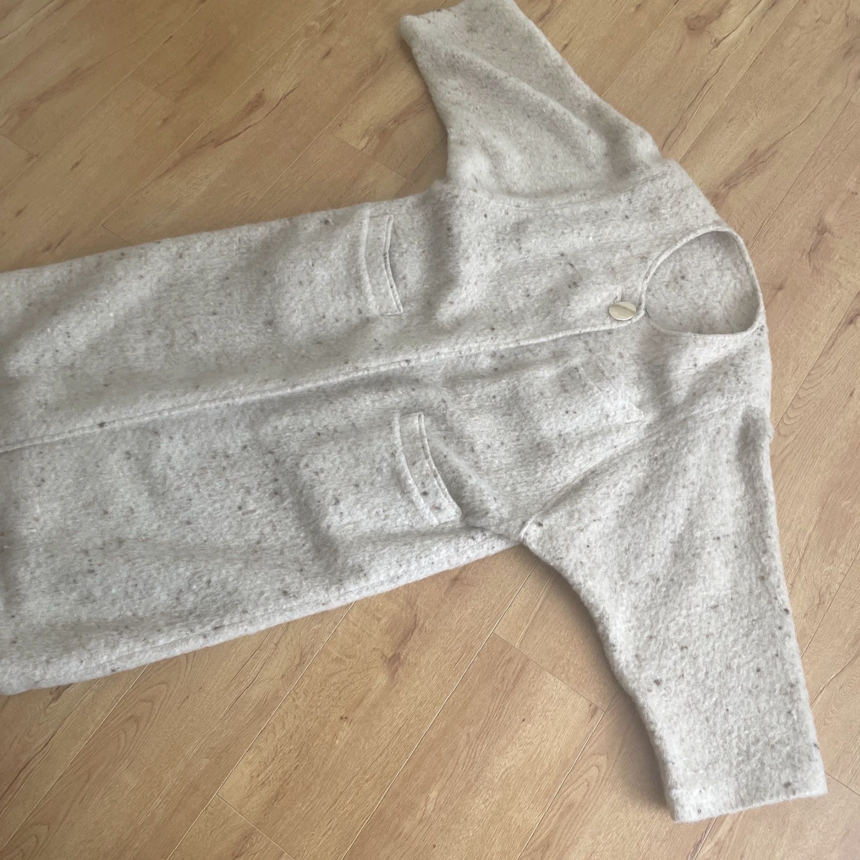 Vintage VINTAGE Bespoke Overcoat Womens Beige Wool Blend Duster Long Large Oversized Button Pockets 70s Bohemian Classic Designer Coat Women Size L / US 10 / IT 46 - 5 Thumbnail