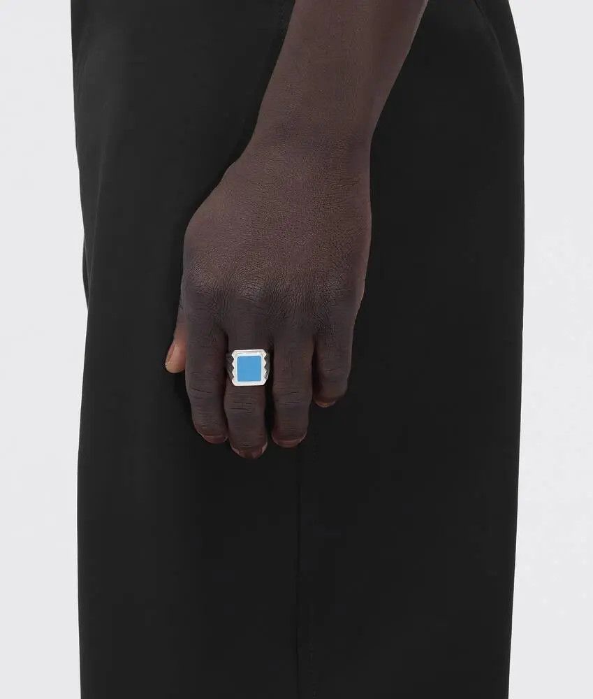 Bottega Veneta o1n1vont0425 Size: 21 / Unisex Essentials Ring Silver/Blue Size ONE SIZE - 4 Thumbnail