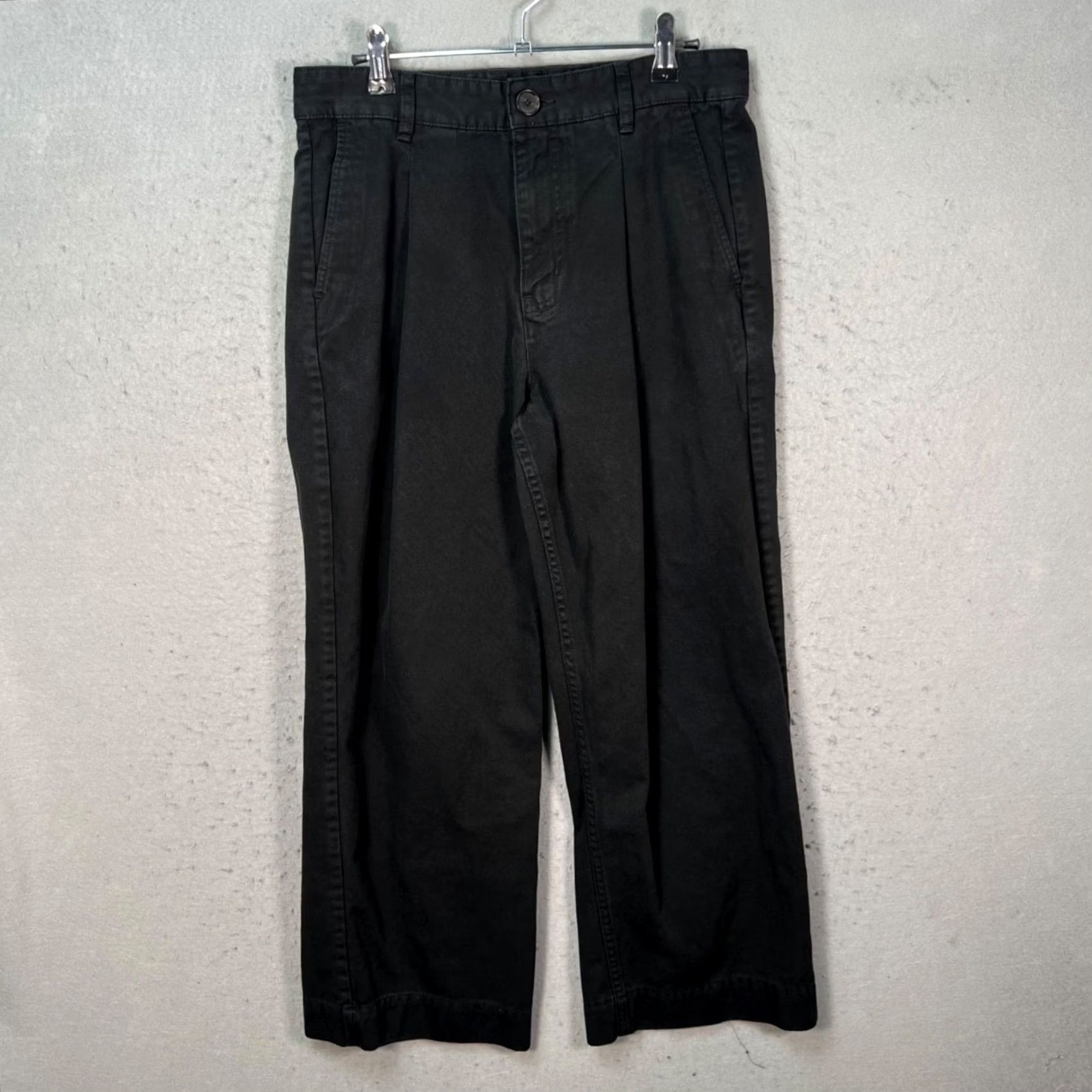 Kotn Kotn Mens Size 30 x 25 Black Pleated Cotton Chino Straight Leg Pants Size US 30 / EU 46 - 2 Thumbnail