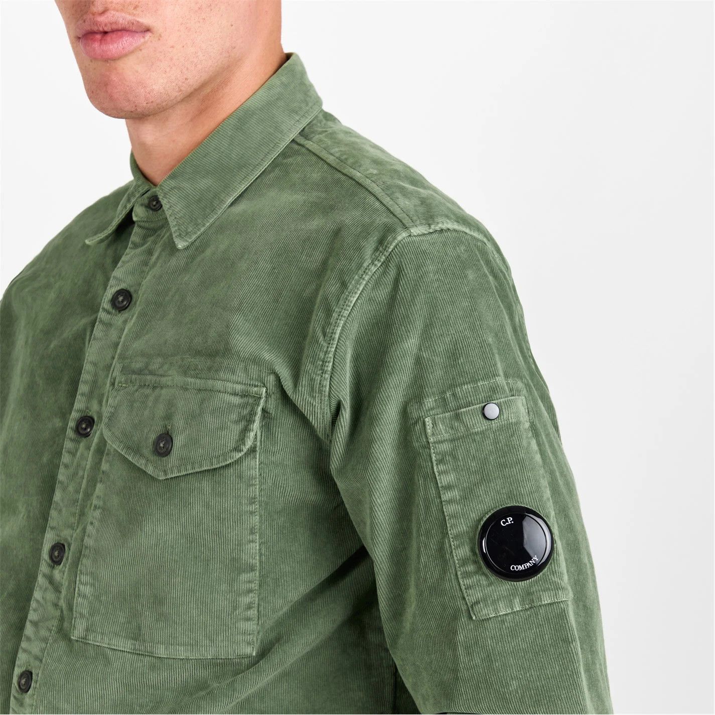 C.P. Company o1g2r1mq0426 Lens Cord Long Sleeve Plain Shirt in Green Size US S / EU 44-46 / 1 - 5 Thumbnail