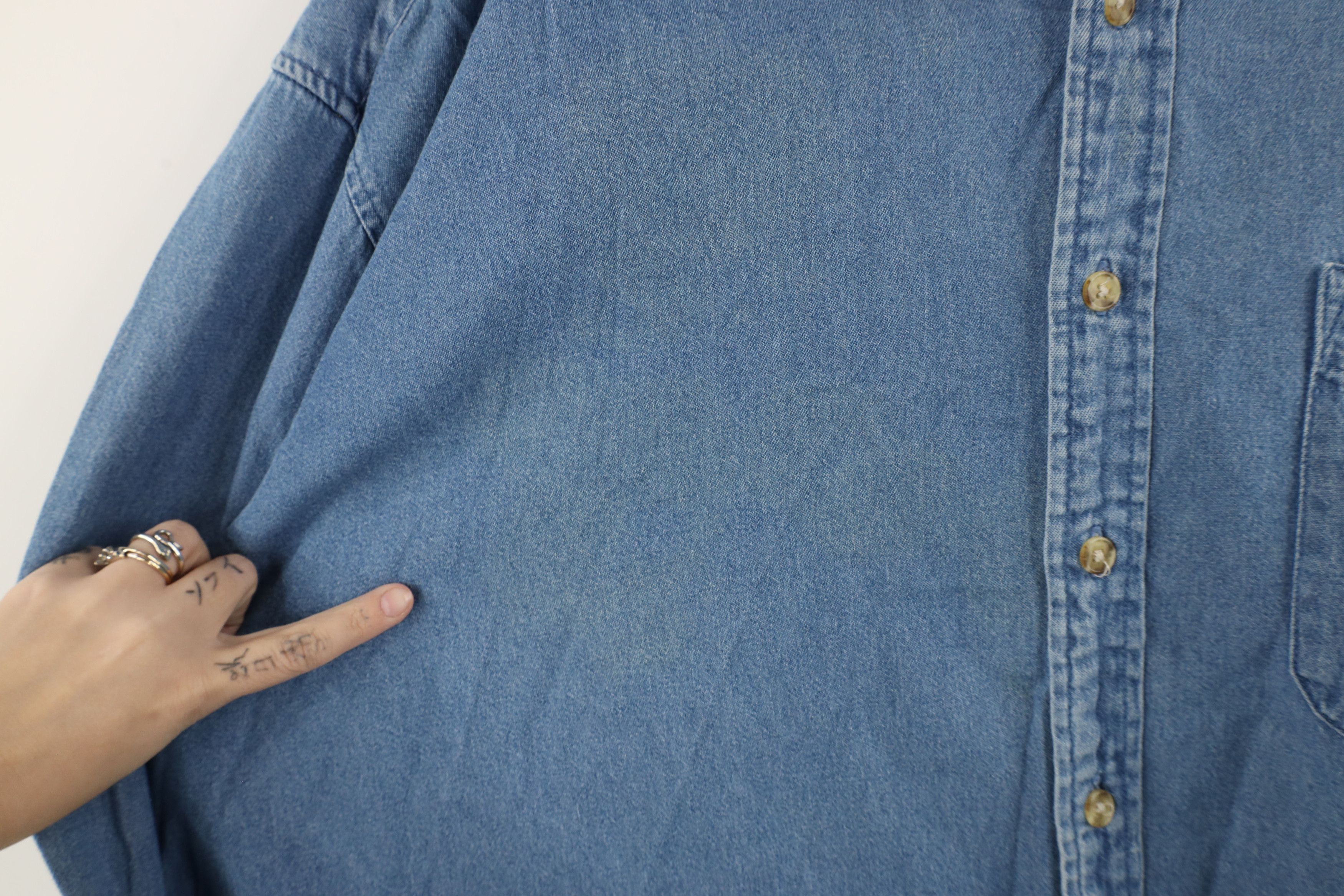 Vintage Vintage 90s Streetwear Denim Jean Collared Button Down Shirt Size US XXL / EU 58 / 5 - 5 Thumbnail
