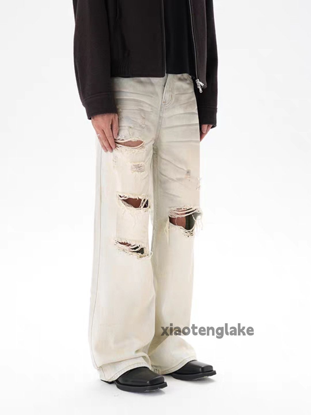Jean xtl washed faded punk grunge loose baggy Stain jeans Size US 34 / EU 50 - 2 Thumbnail