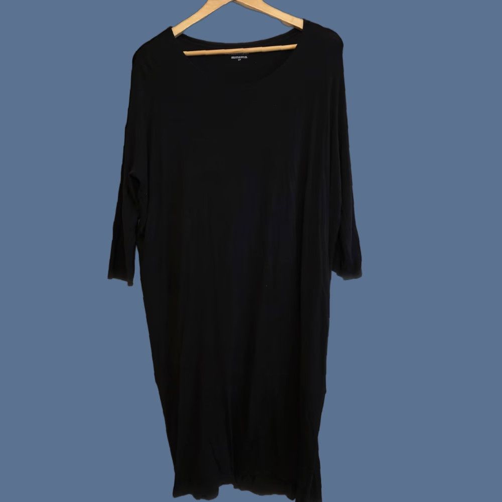 Eileen Fisher Eileen Fisher Dress Womens Small Black Jersey Shift Midi 3/4 Sleeve Scoop Neck Size S / US 4 / IT 40 - 1 Thumbnail