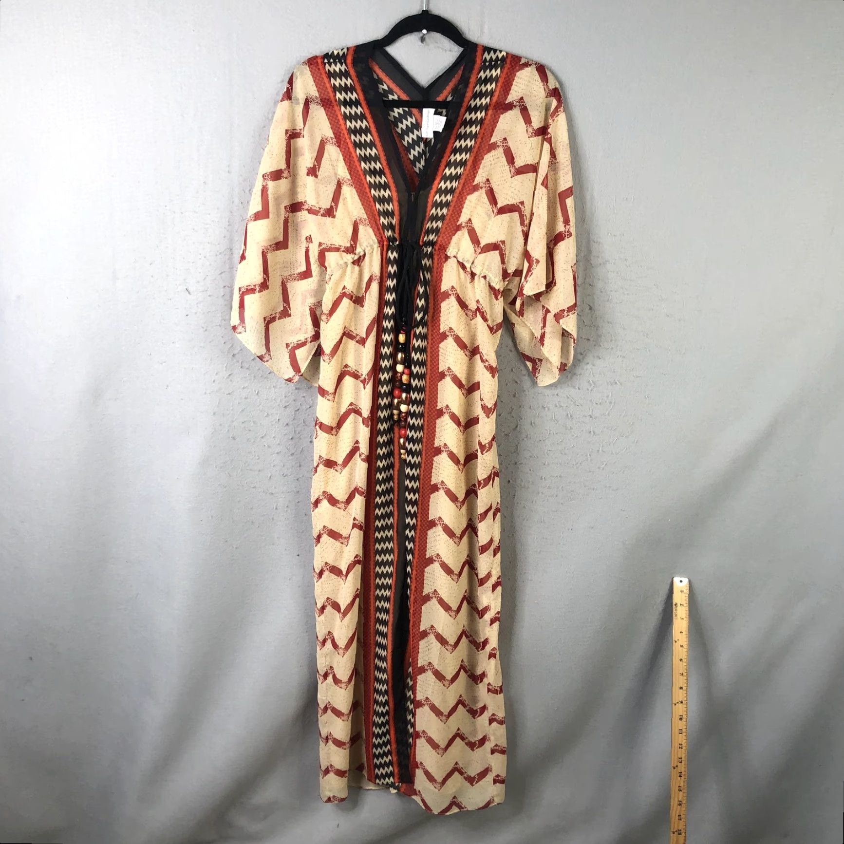 Soft Surroundings Soft Surroundings Dress Womens XS Multicolor Chevron Kaftan Maxi Beaded Size XS / US 0-2 / IT 36-38 - 2 Thumbnail