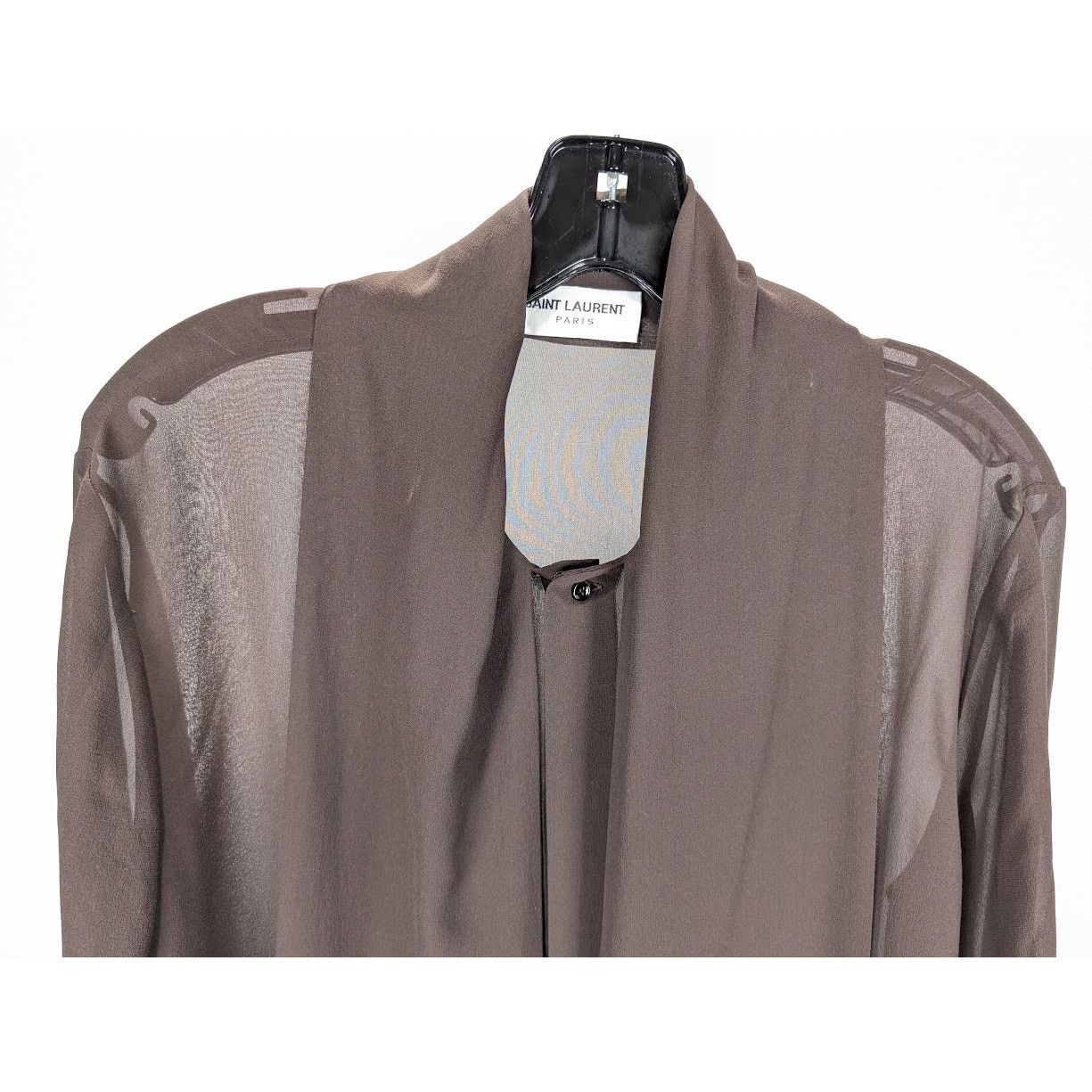 Saint Laurent Paris o1rshd1 Silk Lavalliere Shirt in Brown Size US S / EU 44-46 / 1 - 5 Thumbnail