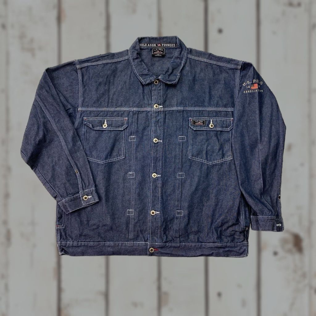 Vintage VINTAGE US Polo Assn Denim Jacket Embroidered Logo Classic Blue Jean 2XL Men Trucker Jacket Blue Embroidered Logo 2XL US Polo Assn Mens Denim Jacket Size US XXL / EU 58 / 5 - 1 Thumbnail