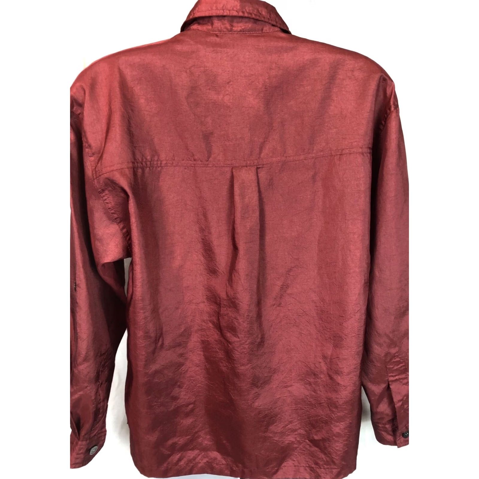 Joseph VINTAGE Josephine Blouse Shirt Womens 6 Rust Roll Tab Long Sleeve Button Front Pockets Brown 38 Chest 24 Length Size M / US 6-8 / IT 42-44 - 3 Thumbnail