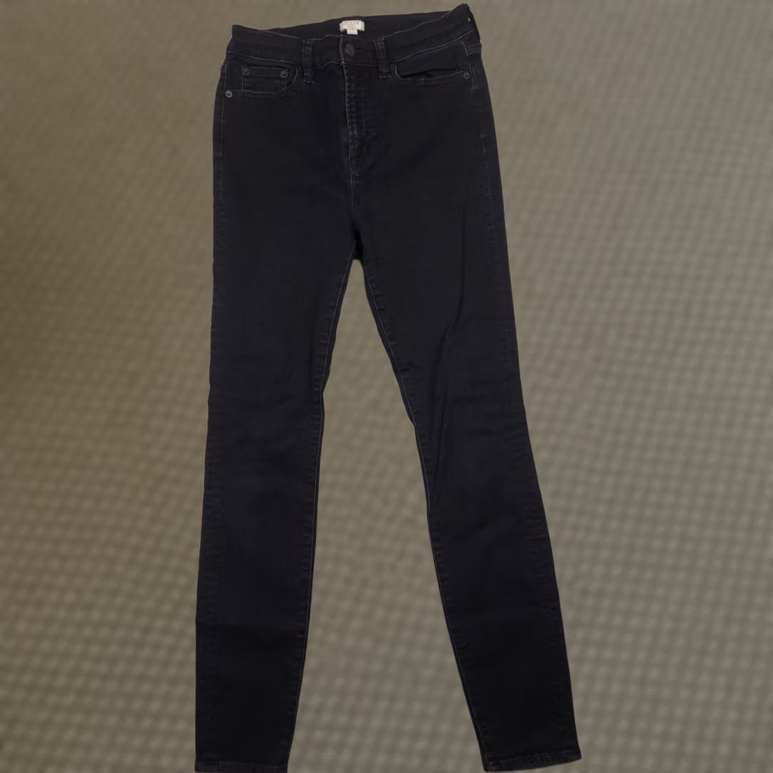 J.Crew J.CREW Jeans Womens 28 Black Charcoal Wash Mid Rise Skinny Slim Denim Jeans Size 28" / US 6 / IT 42 - 1 Thumbnail