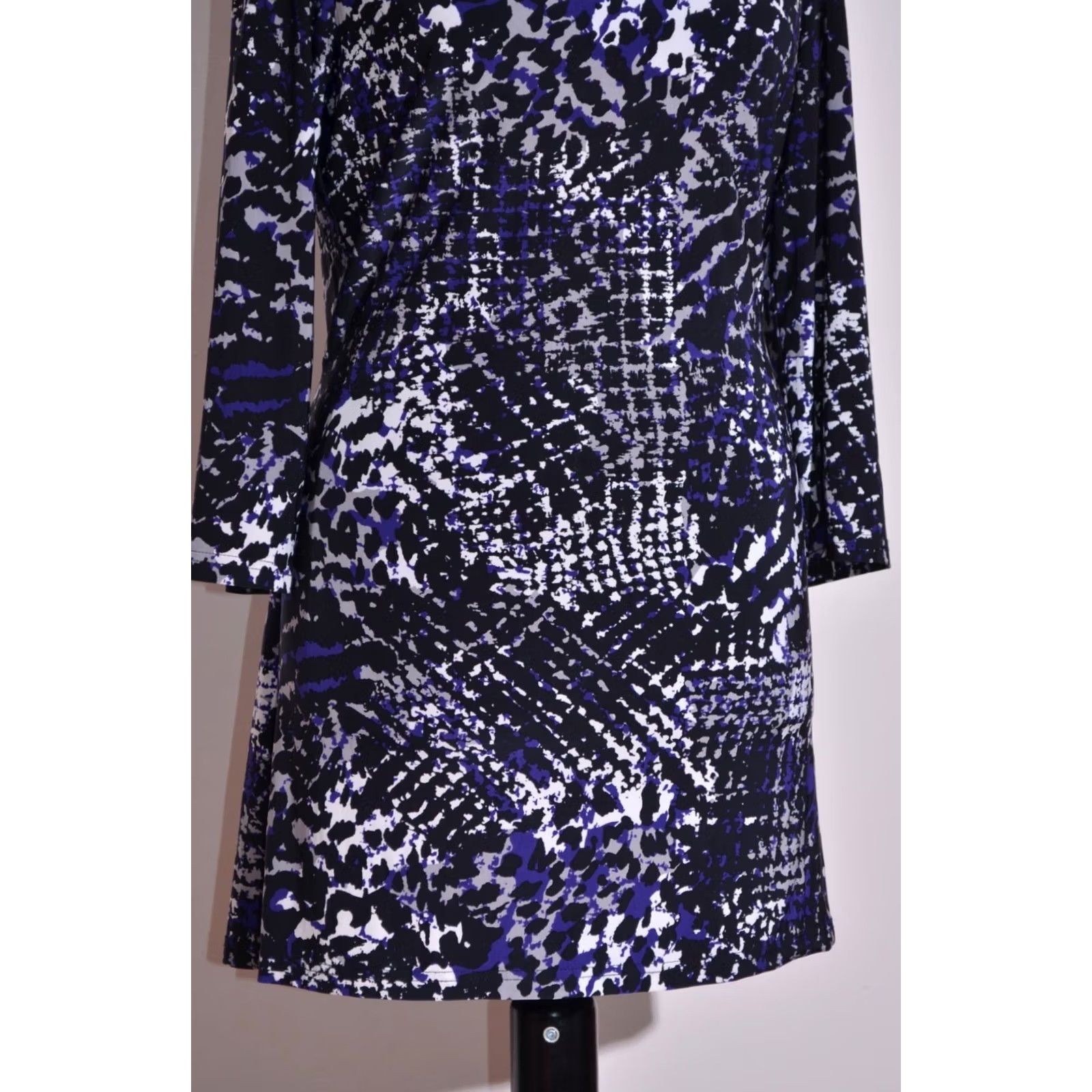 Joseph Ribkoff Joseph Ribkoff Womens Stretchy Long Sleeve Dress Black/Blue/White Size UK14 IT46 Size XL / US 12-14 / IT 48-50 - 3 Thumbnail