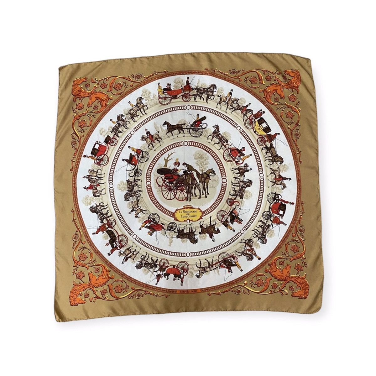Hermes La Promenade De Longchamps Silk Scarf/Handkerchief