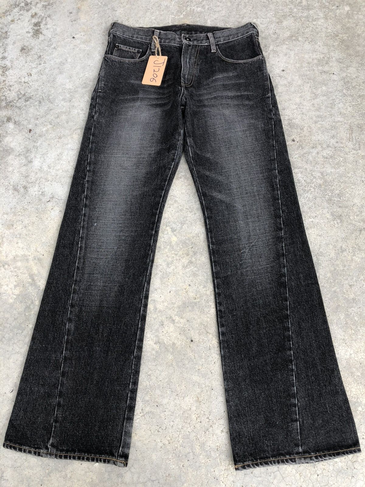 If Six Was Nine Japanese Uniqlo Flared Jeans Distressed Denim Size US 31 - 1 Thumbnail
