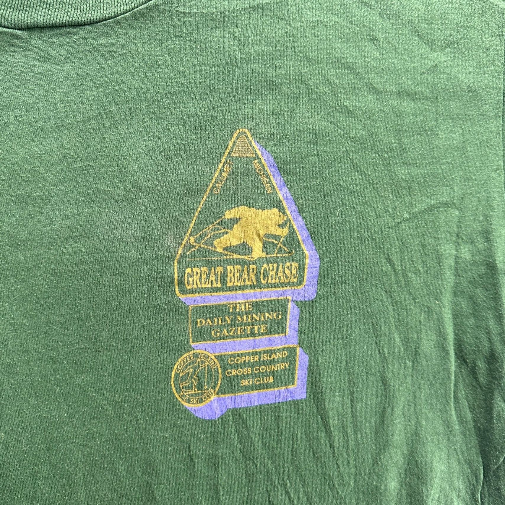 Jerzees VINTAGE Great Bear Chase Shirt Tee Mens XL Green Cross Country Ski Michigan 90s Size US XL / EU 56 / 4 - 6 Thumbnail