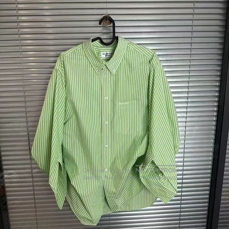 Balenciaga Balenciaga Green striped ruffled shirt Size XS / US 0-2 / IT 36-38 - 1 Thumbnail