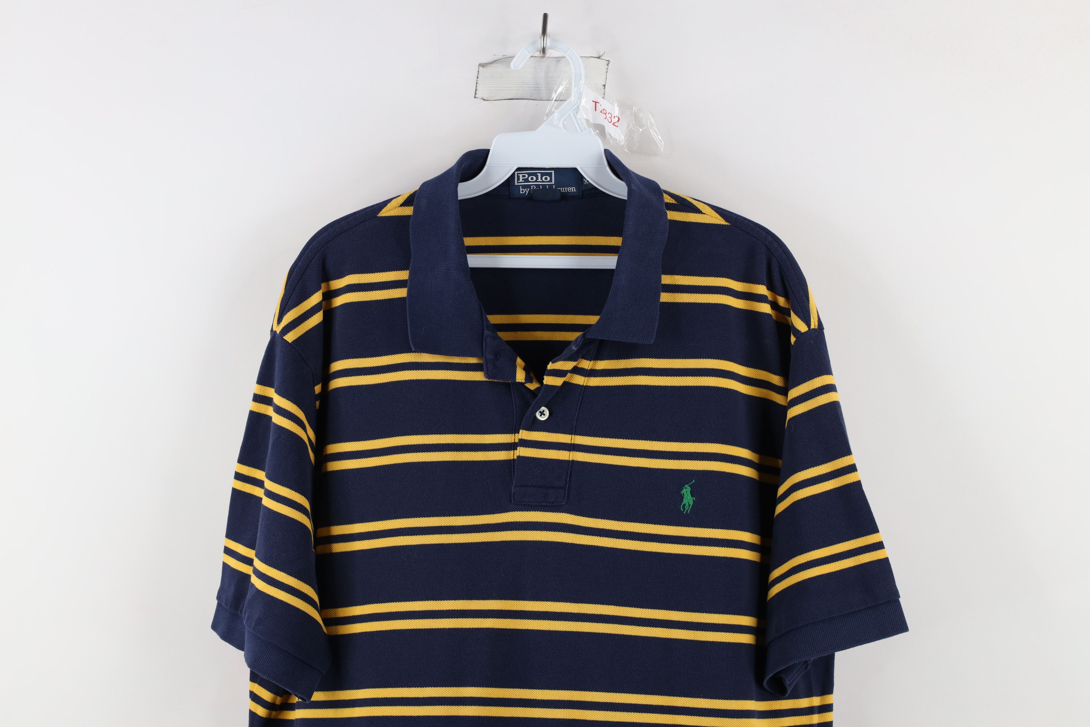 Polo Ralph Lauren Vintage 90s Ralph Lauren Block Collared Polo Shirt Blue Size US XL / EU 56 / 4 - 2 Thumbnail