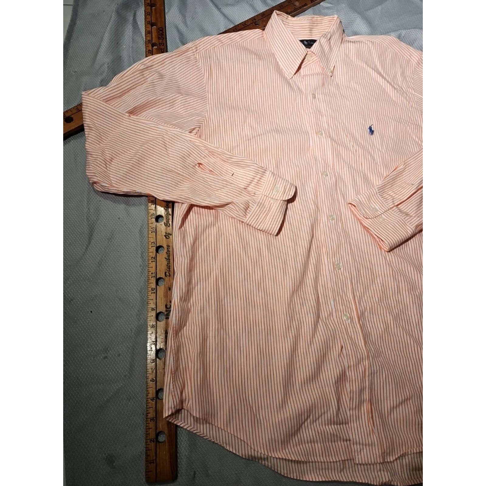 Ralph Lauren Ralph Lauren Shirt Mens 16.5 Orange Custom Fit Stripe Oxford Preppy Pony Size US XL / EU 56 / 4 - 5 Thumbnail