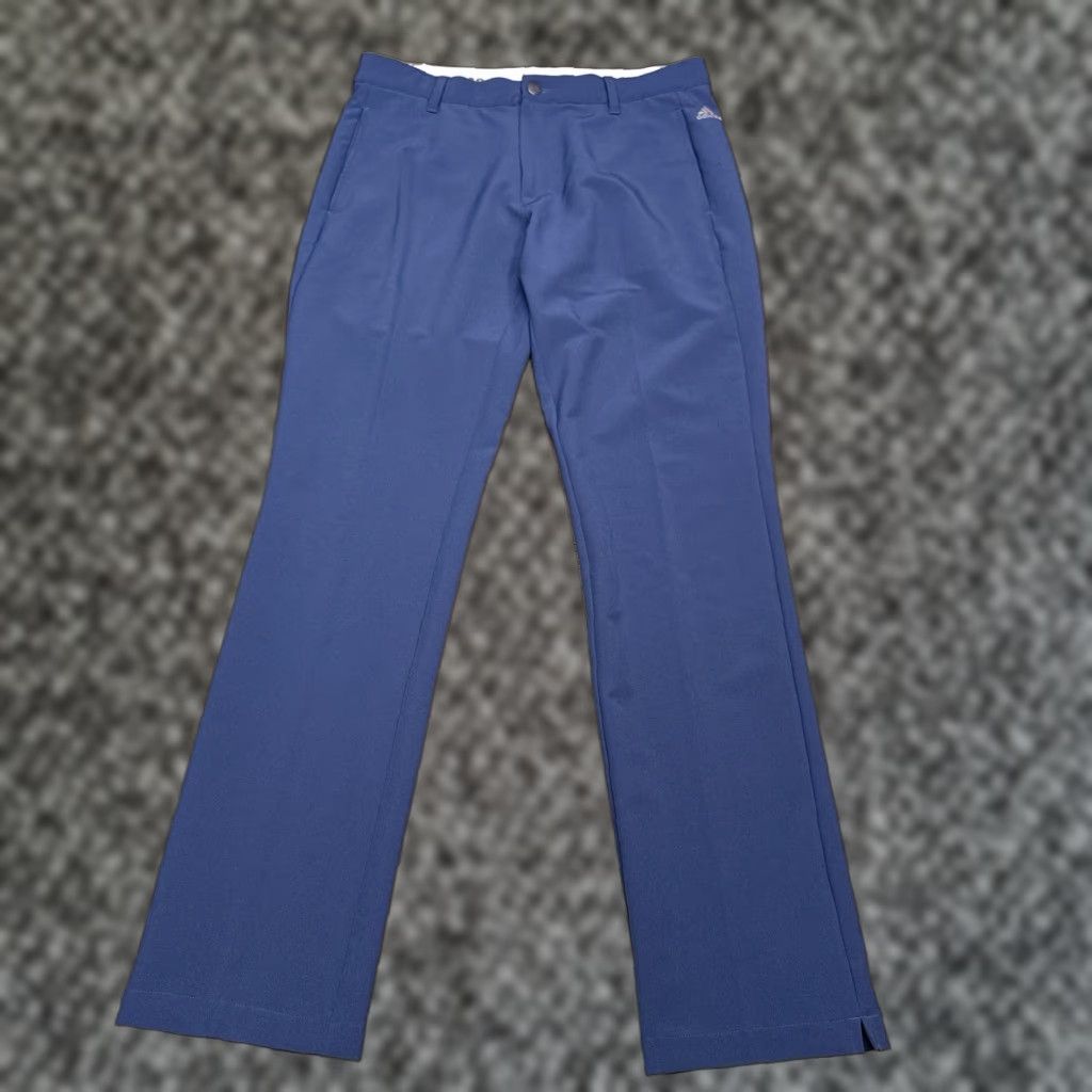 Adidas Adidas Pants Mens 32x34 Blue Stretch Flat Front Athletic Straight Chino Logo Rise 10-12 In Middle Inseam 34 Vintage No Size US 32 / EU 48 - 1 Thumbnail