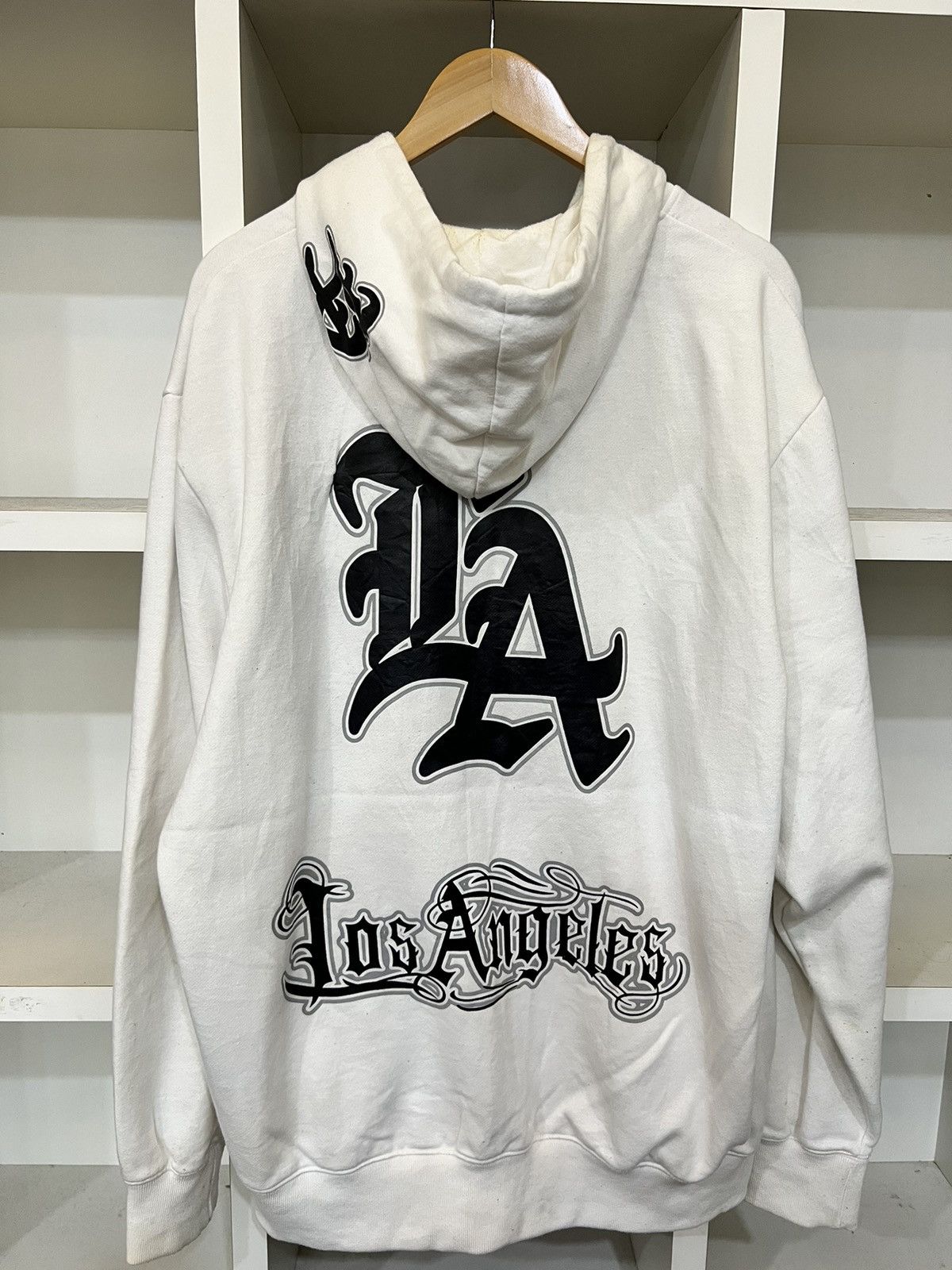 image of Los Angeles Apparel x Vintage Los Angelas Big Logo Hoodie in White, Men's (Size 2XL)