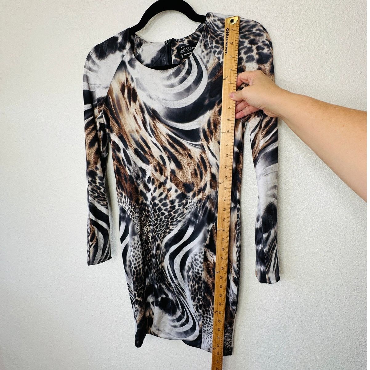 Other Torn by Ronny Kobo Black Multi Animal Print Bodycon Dress S Size S / US 4 / IT 40 - 12 Thumbnail