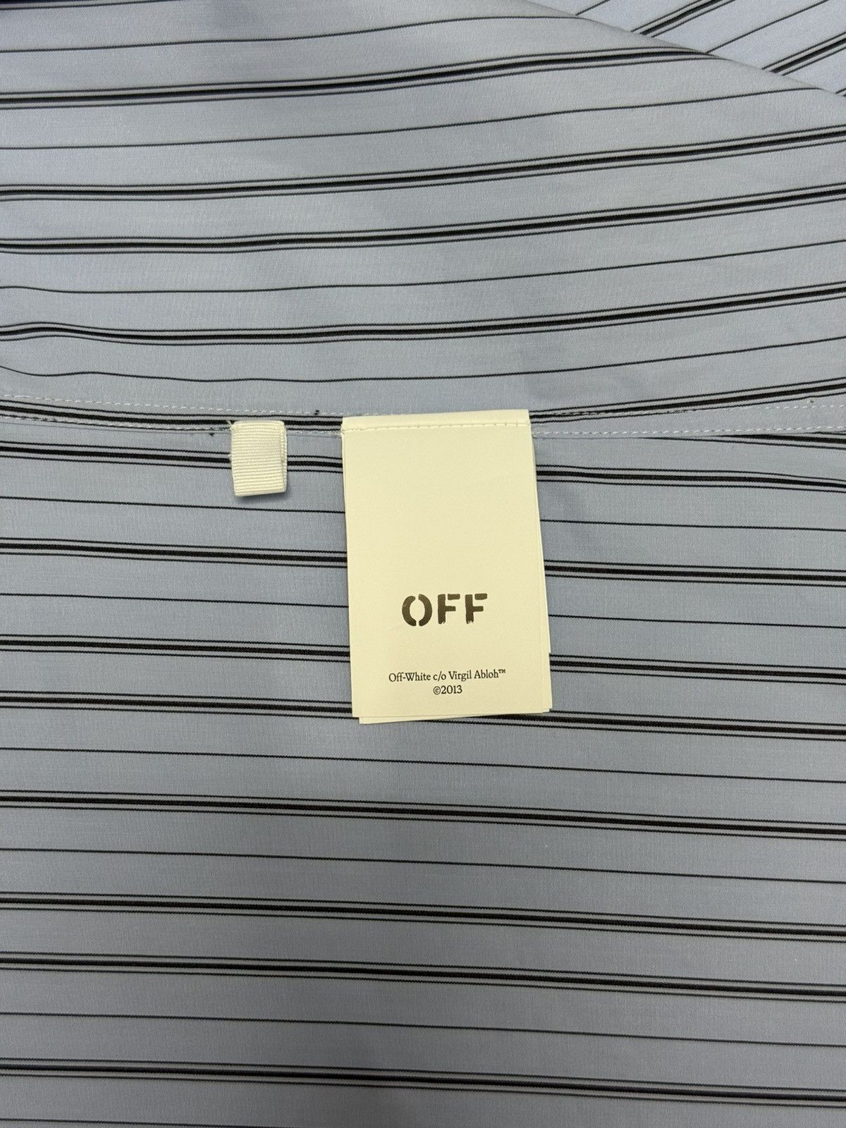 Off-White Off White Zip Embellished Striped Cotton Shirt Size US L / EU 52-54 / 3 - 4 Thumbnail