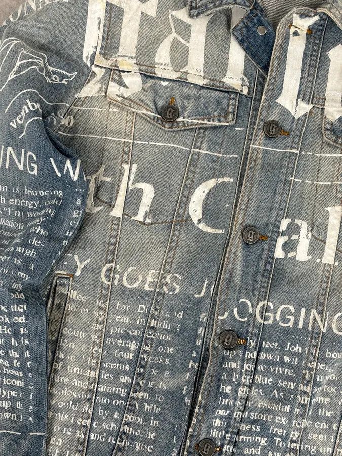 John Galliano SS2011 John Galliano Blue Gazette Gothic Script Denim Jacket Size US M / EU 48-50 / 2 - 9 Thumbnail