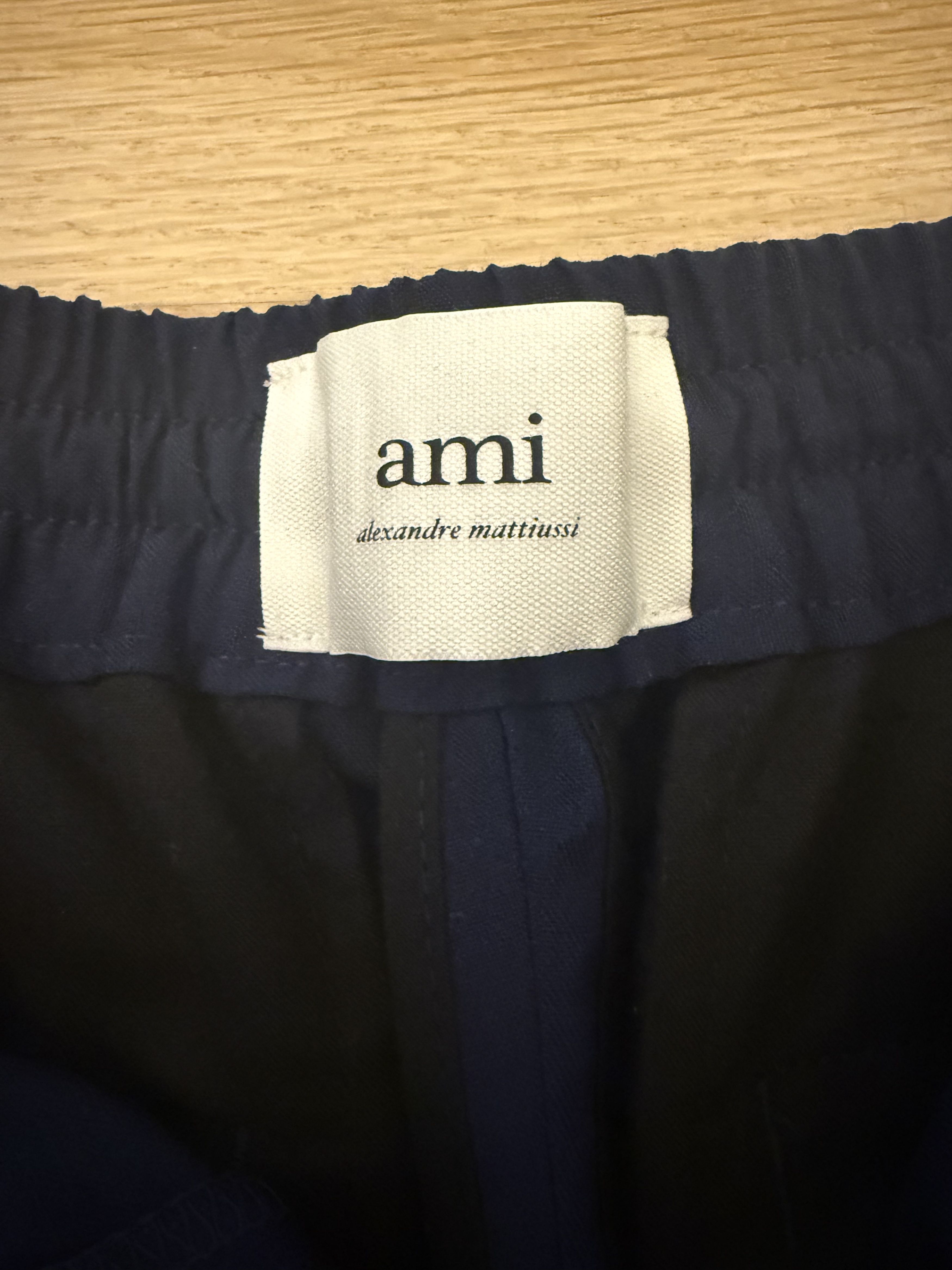 AMI AMI Paris Navy Virgin Wool Elastic Waist Cropped Trousers Size US 29 - 3 Thumbnail
