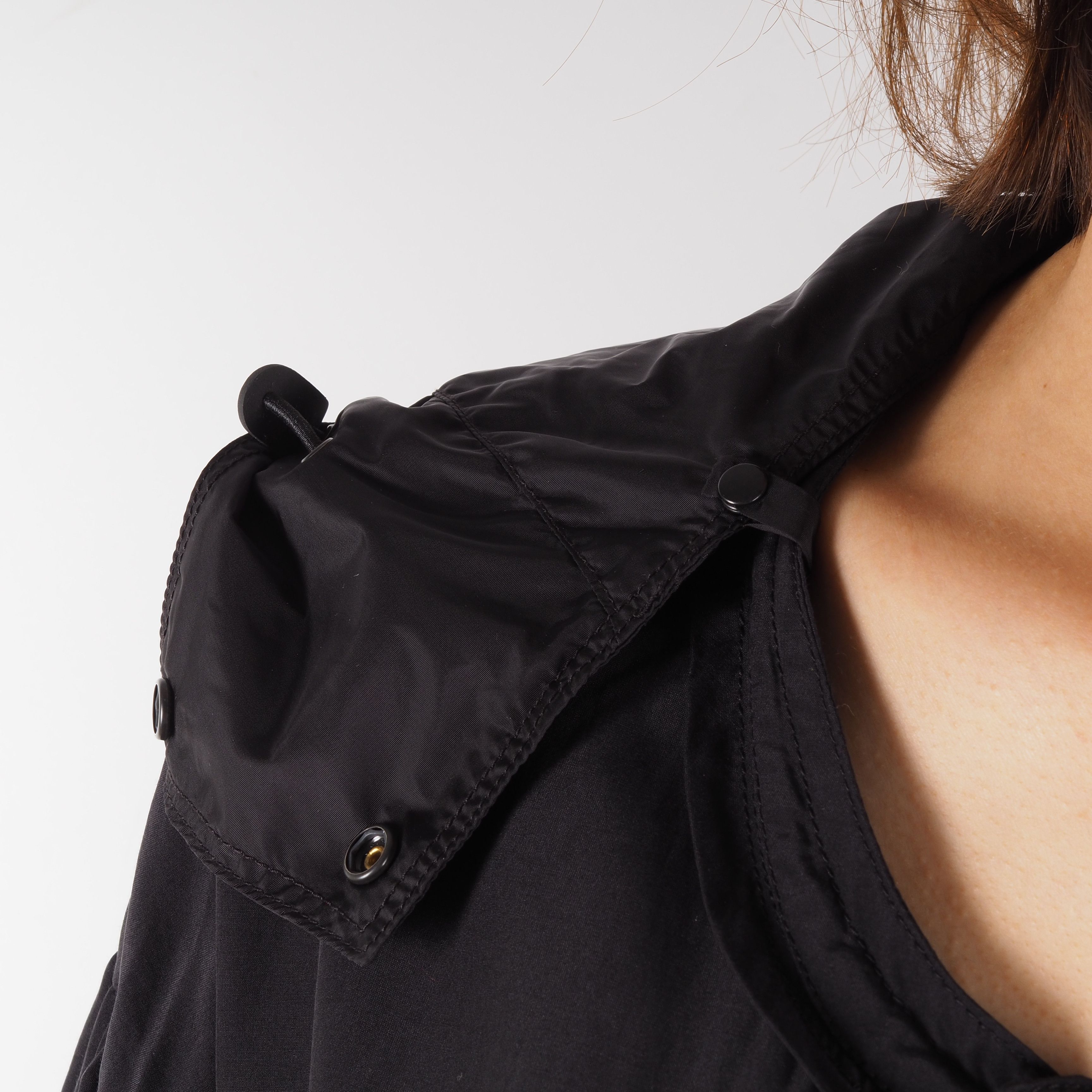 Prada Vintage Black Puff Sleeve Lightweight Zip Jacket