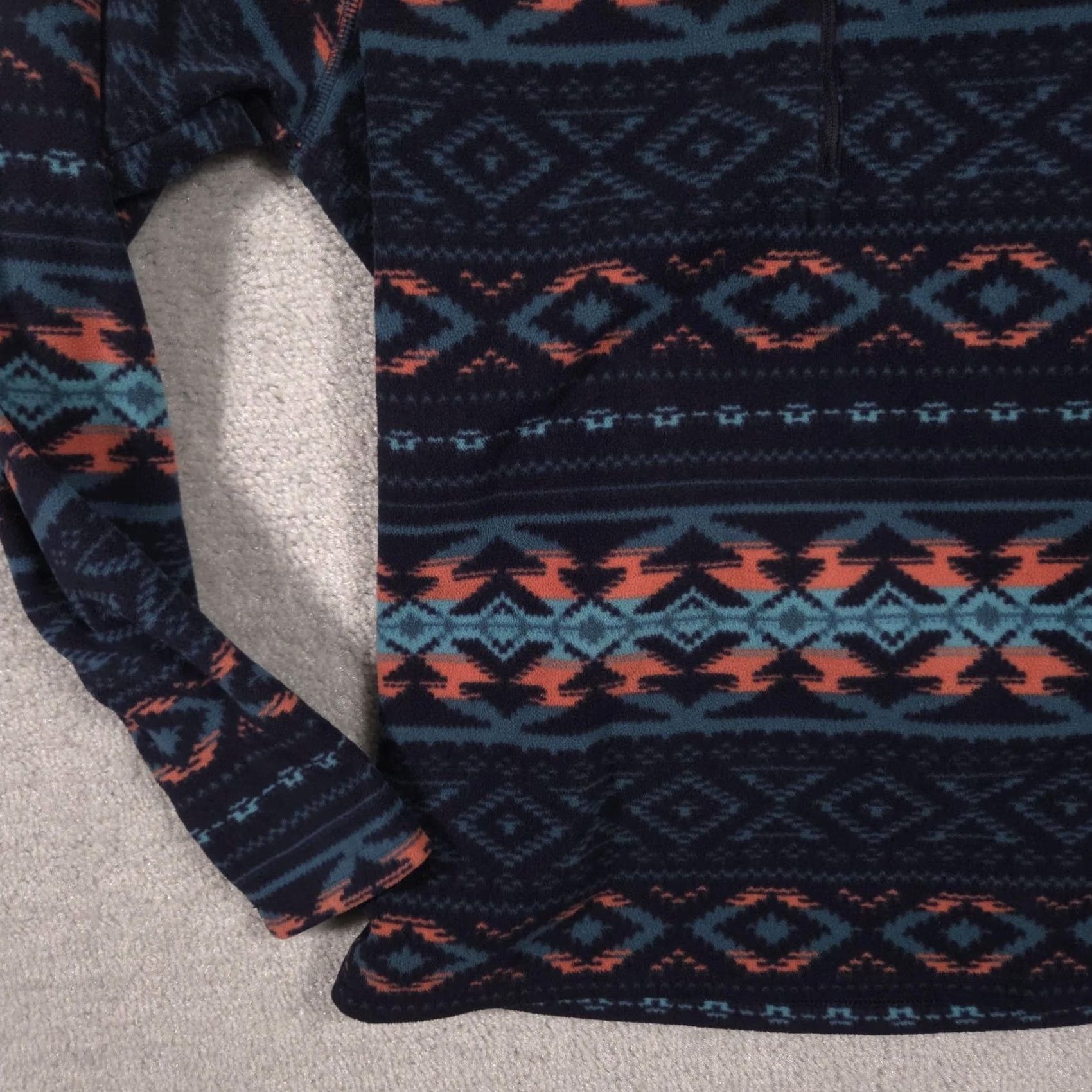 Eddie Bauer VINTAGE Eddie Bauer Sweater Womens XS Blue Fleece 1/4 Zip Mock Neck Aztec Print Size XS / US 0-2 / IT 36-38 - 3 Thumbnail