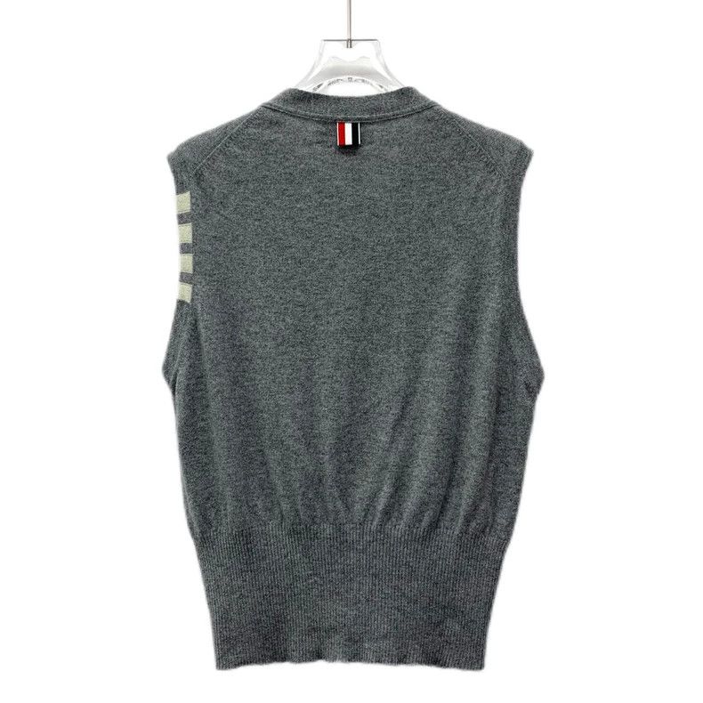 Thom Browne Thom browne Gray classic four-bar cashmere V-neck single-br Size US L / EU 52-54 / 3 - 2 Thumbnail