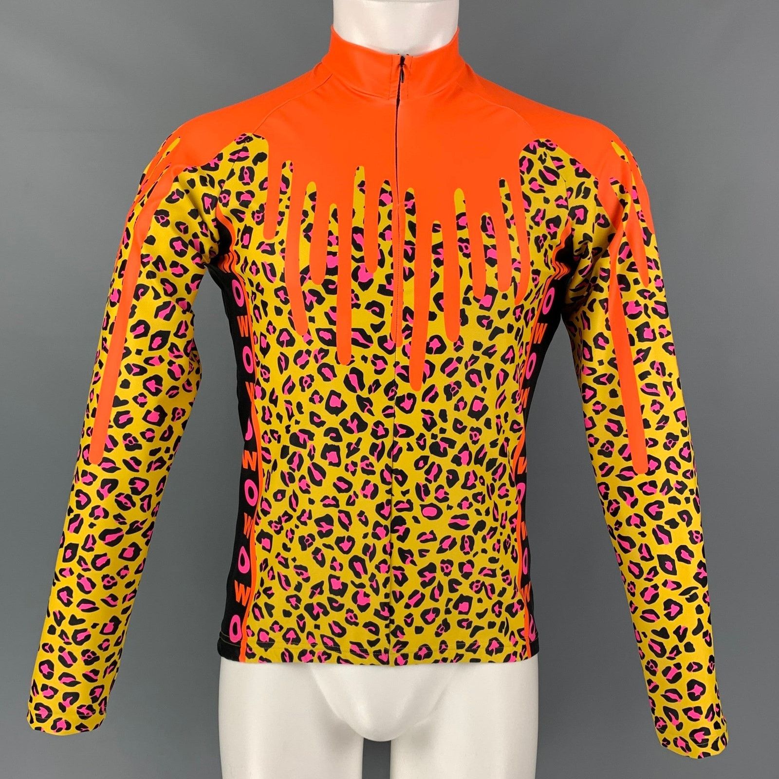 Size M Orange Pink Graphic Nylon Jersey Bike Top