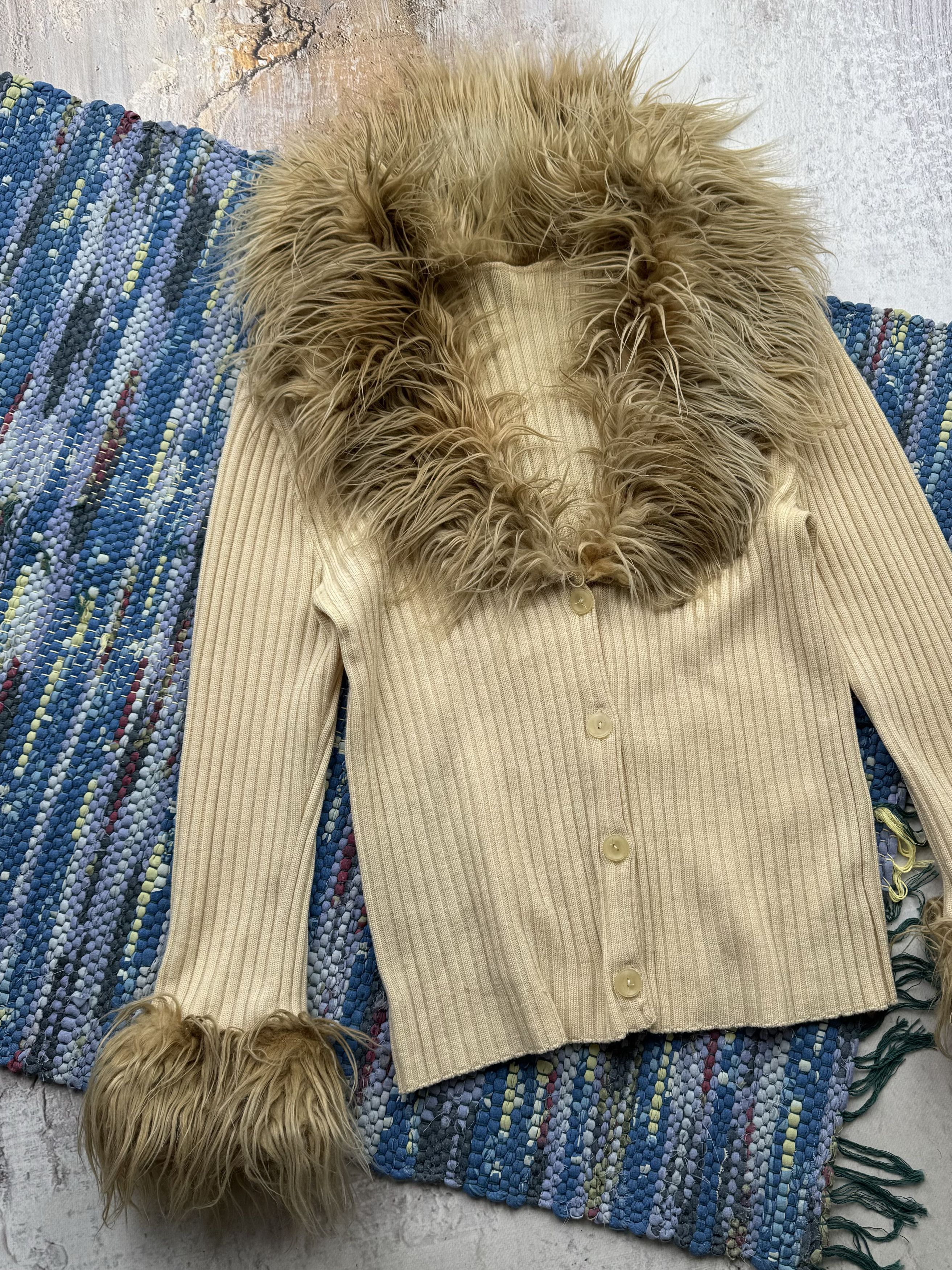 Vintage Vintage Ribbed Sweater With Faux Fur Details A608(790)D15 Size M / US 6-8 / IT 42-44 - 2 Thumbnail