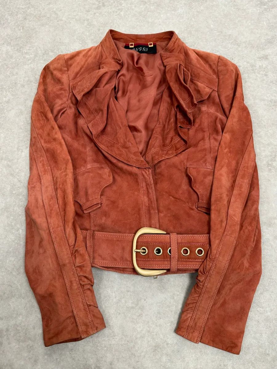 Gucci SS2004 Gucci Pink Suede Leather Jacket by Tom Ford Size M / US 6-8 / IT 42-44 - 1 Thumbnail