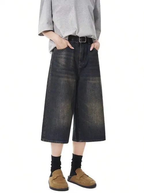 Jean Vintage RETRO 90s denim jeans shorts Size US 36 / EU 52 - 2 Thumbnail