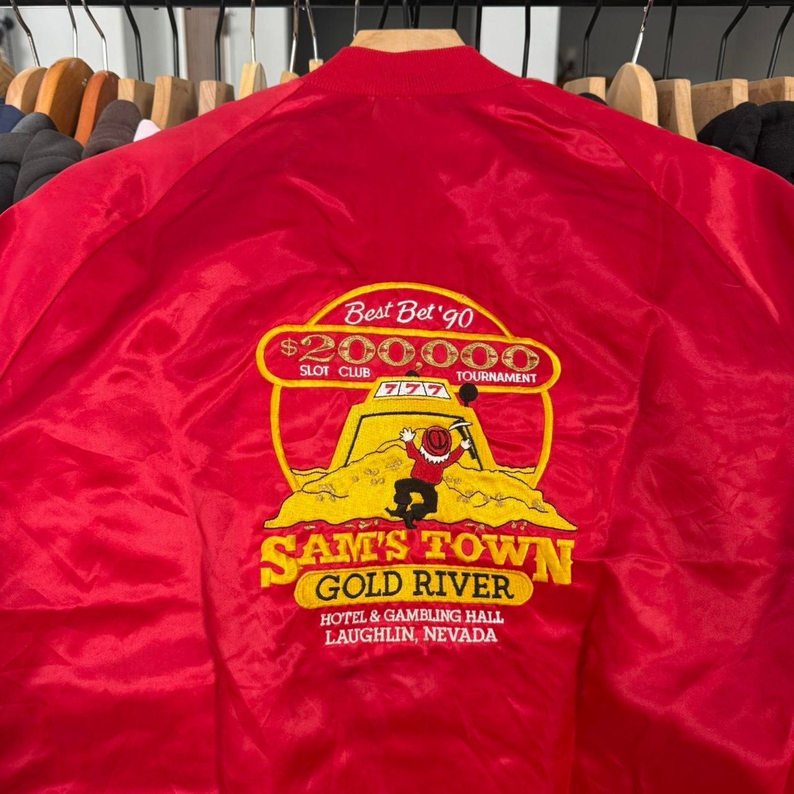 Other Vintage Sams Tower Gold River Gambling Satin Like Bomber Size US M / EU 48-50 / 2 - 2 Thumbnail