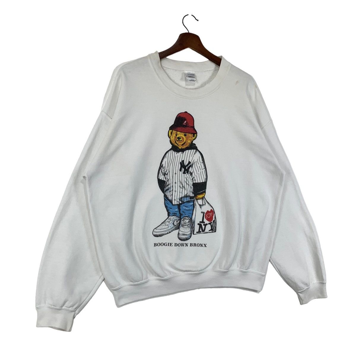 Gildan × I Love NY × Vintage Vintage Gildan Bear I Love NY Boogie Down Bronx Sweatshirt L Size US L / EU 52-54 / 3 - 5 Thumbnail