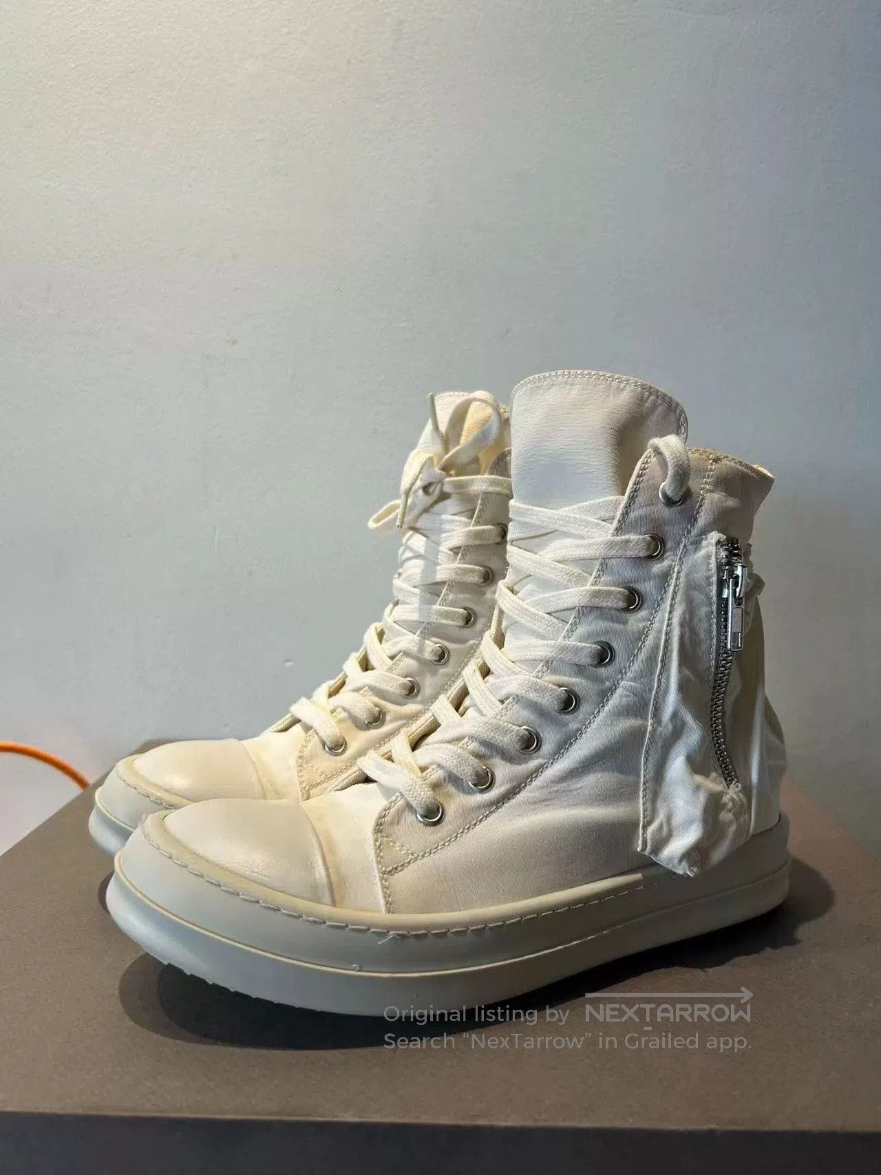 Rick Owens Rick Owens White High-Top Sneakers. Size US 6 / EU 39 - 2 Thumbnail