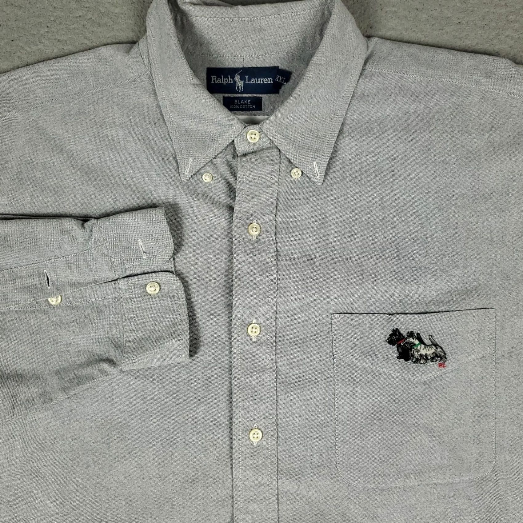 Ralph Lauren Ralph Lauren Shirt Mens 2XL Blue/Gray Dog Embroidered Button Up Long Sleeve Shirt Size US XXL / EU 58 / 5 - 2 Thumbnail