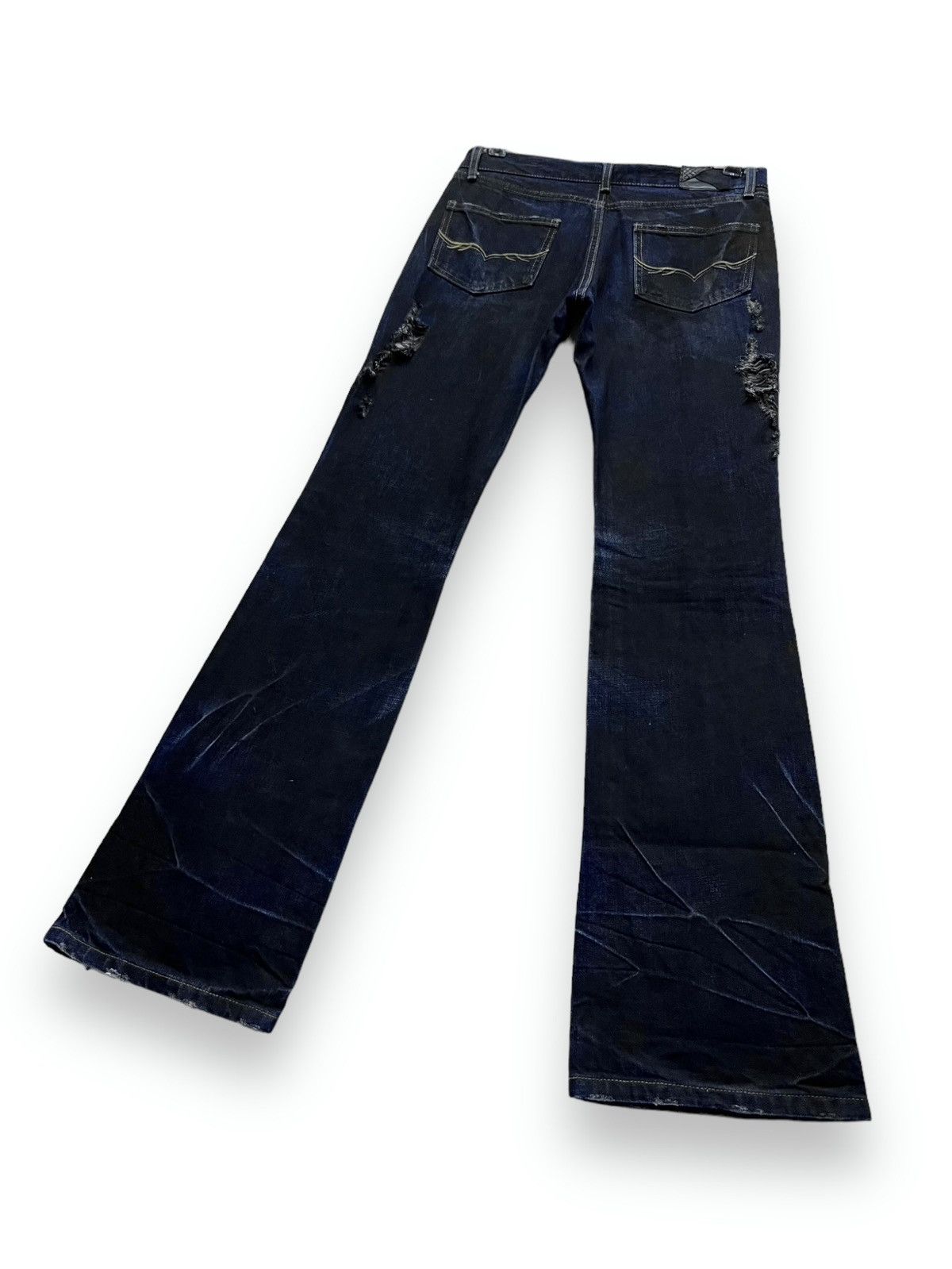 GOSTAR DE FUGA 🔥FUGA Indigo Charcoal Crash Denim Low Rise Skinny FLARE💥 Size US 29 - 4 Thumbnail
