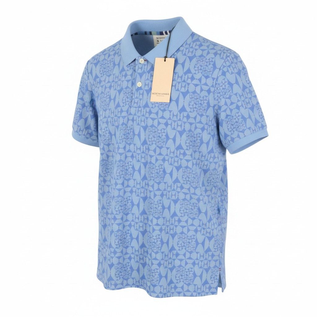 Scotch & Soda M Diamond Blue Aop Cotton Short Sleeve Polos 91045 Size US M / EU 48-50 / 2 - 1 Thumbnail
