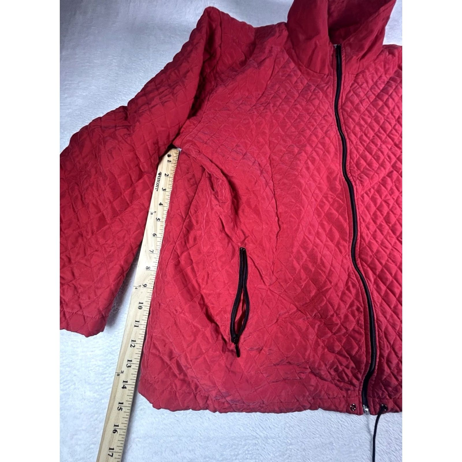 Vintage Chicos Design Jacket Silk Quilted Red Zip Pocket Womens Size 3 US Regular Short Jacket Size XS / US 0-2 / IT 36-38 - 5 Thumbnail