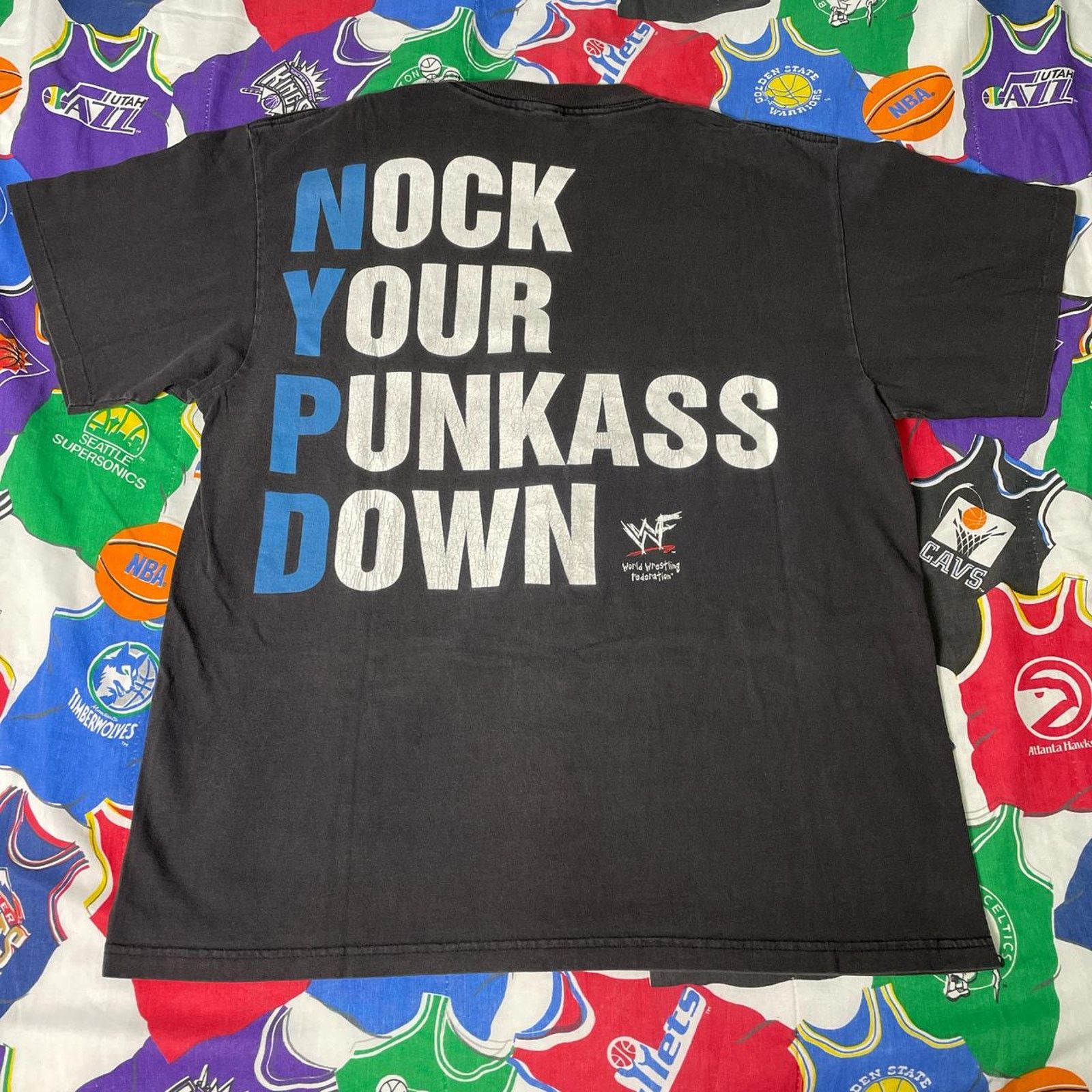 Vintage × WWE × WWF Vintage 90s WWF Stone Cold NYPD Police WWE Wrestling Tee Size US XL / EU 56 / 4 - 2 Thumbnail
