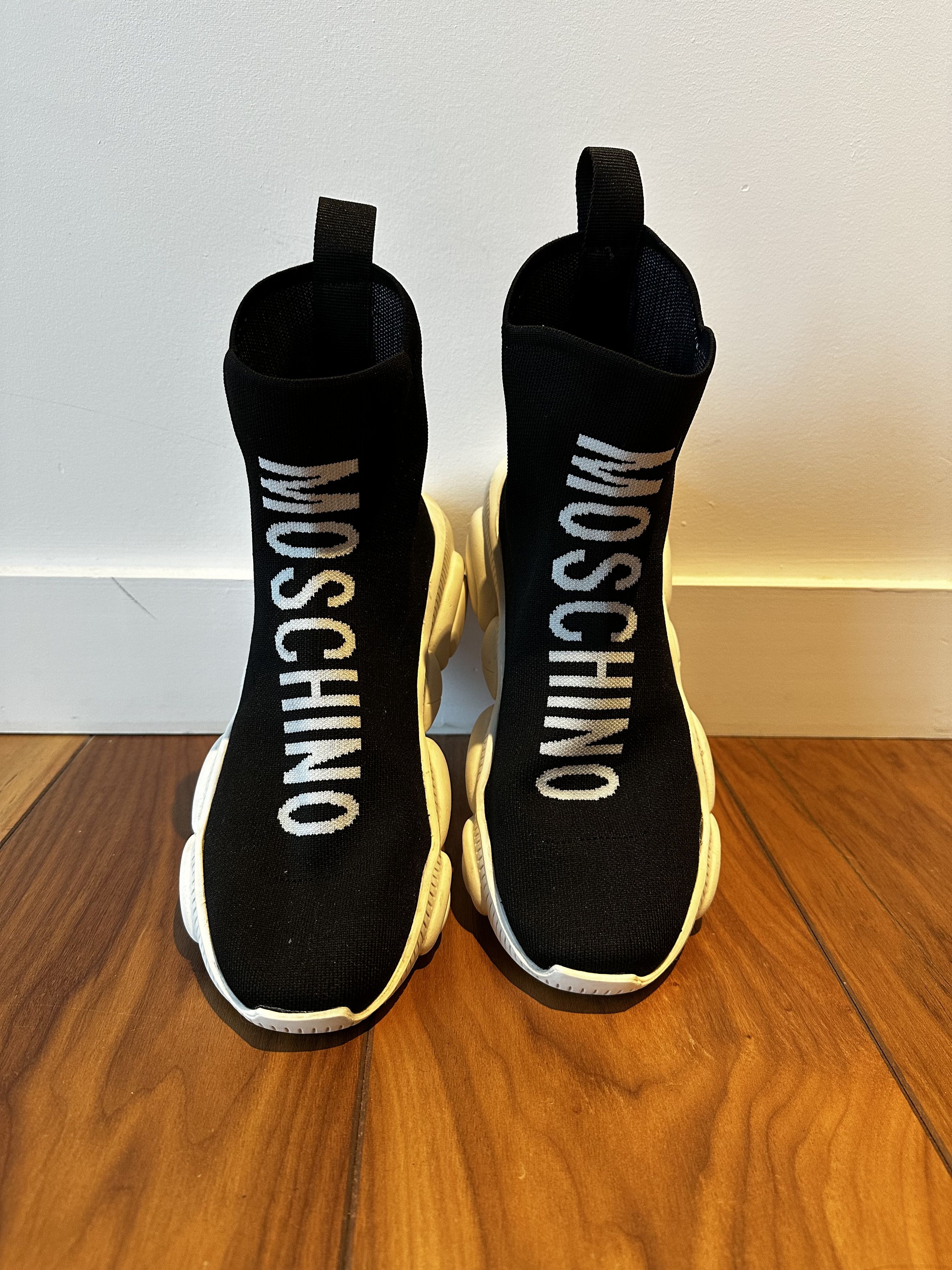 image of Moschino Teddy High Sock Sneakers in Black, Men's (Size 9)
