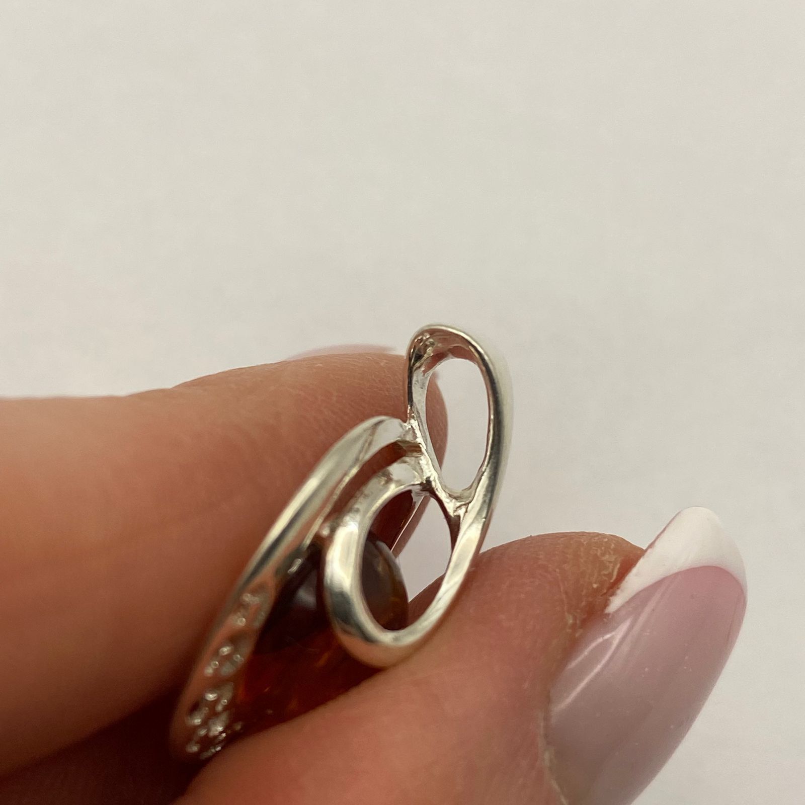 Sterling Silver Vintage 925 Sterling Silver Amber Pendant Modern Design 2.2g Size ONE SIZE - 2 Thumbnail