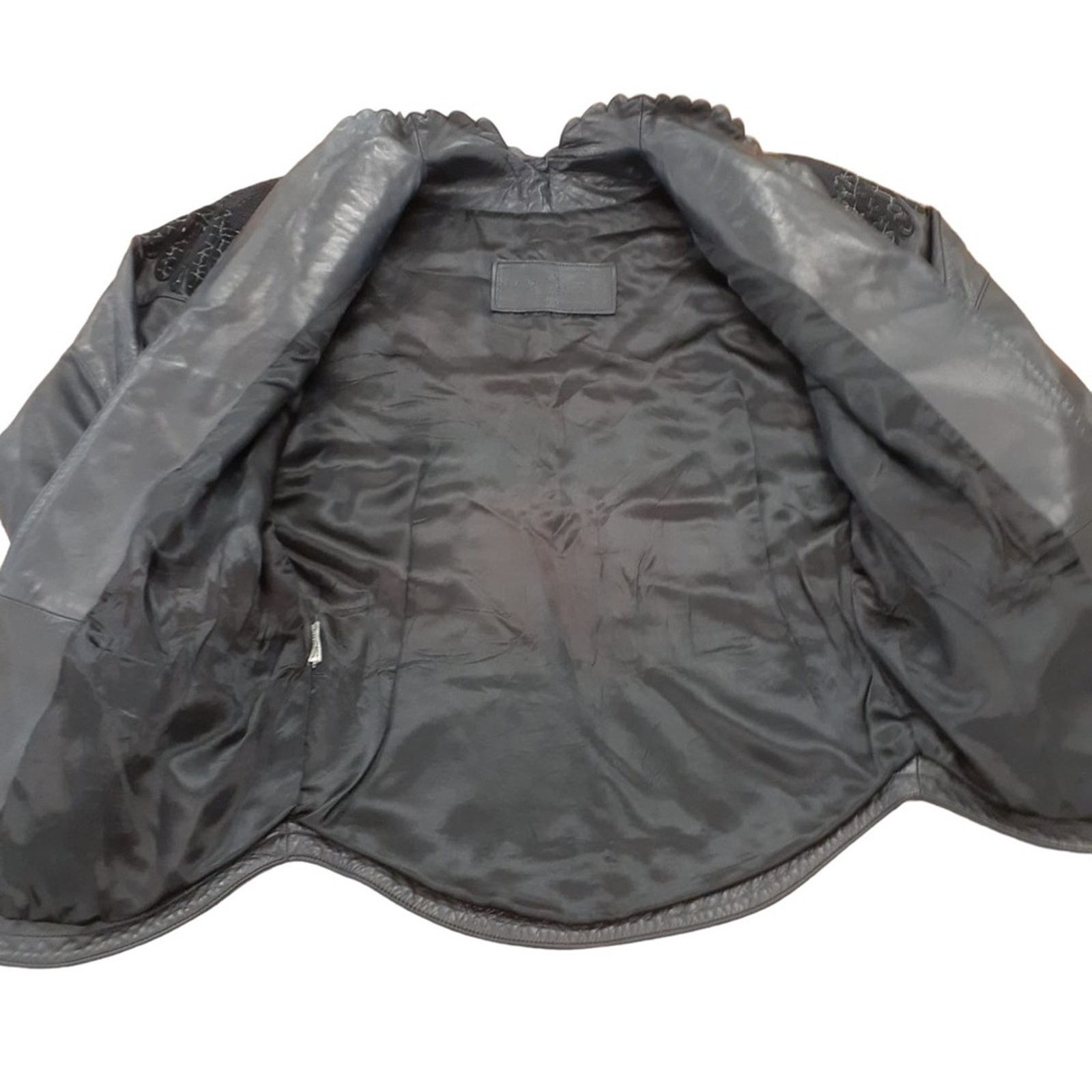 Other JEAN CLAUDE JITROIS BLACK LEATHER OPEN FRONT SIGNED JACKET Size US L / EU 52-54 / 3 - 4 Thumbnail