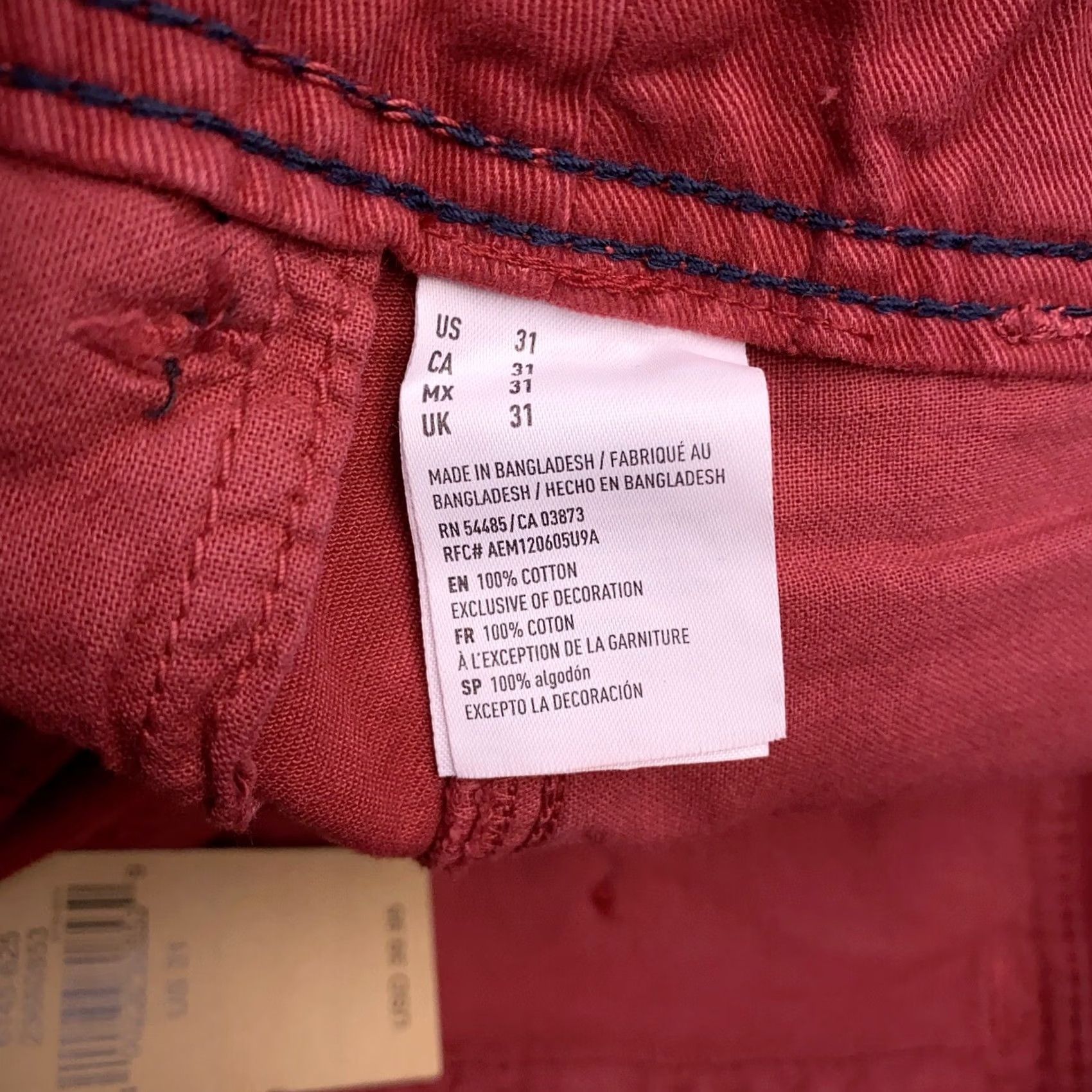 American Eagle Outfitters American Eagle Chino Short Adult 31 Red Mens New Longer Length Size US 31 - 5 Thumbnail