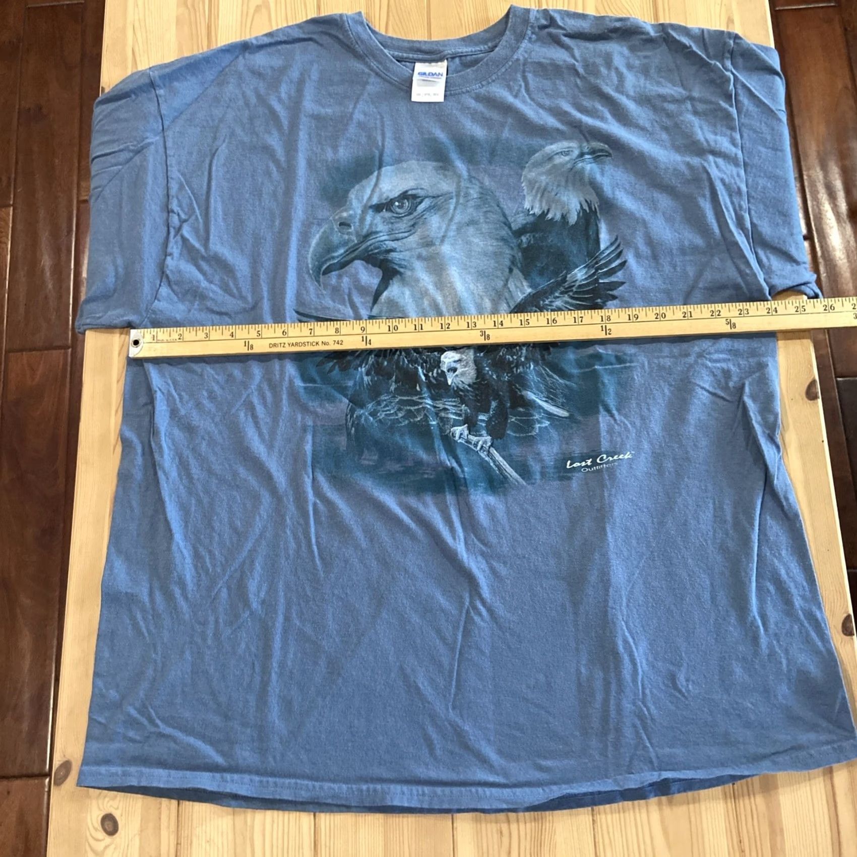 Gildan VINTAGE Gildan Men's T-Shirt Crew Neck Short Sleeve 2XL Cotton Blue Embroidered Eagle Crewneck Shirt Size US XXL / EU 58 / 5 - 6 Thumbnail