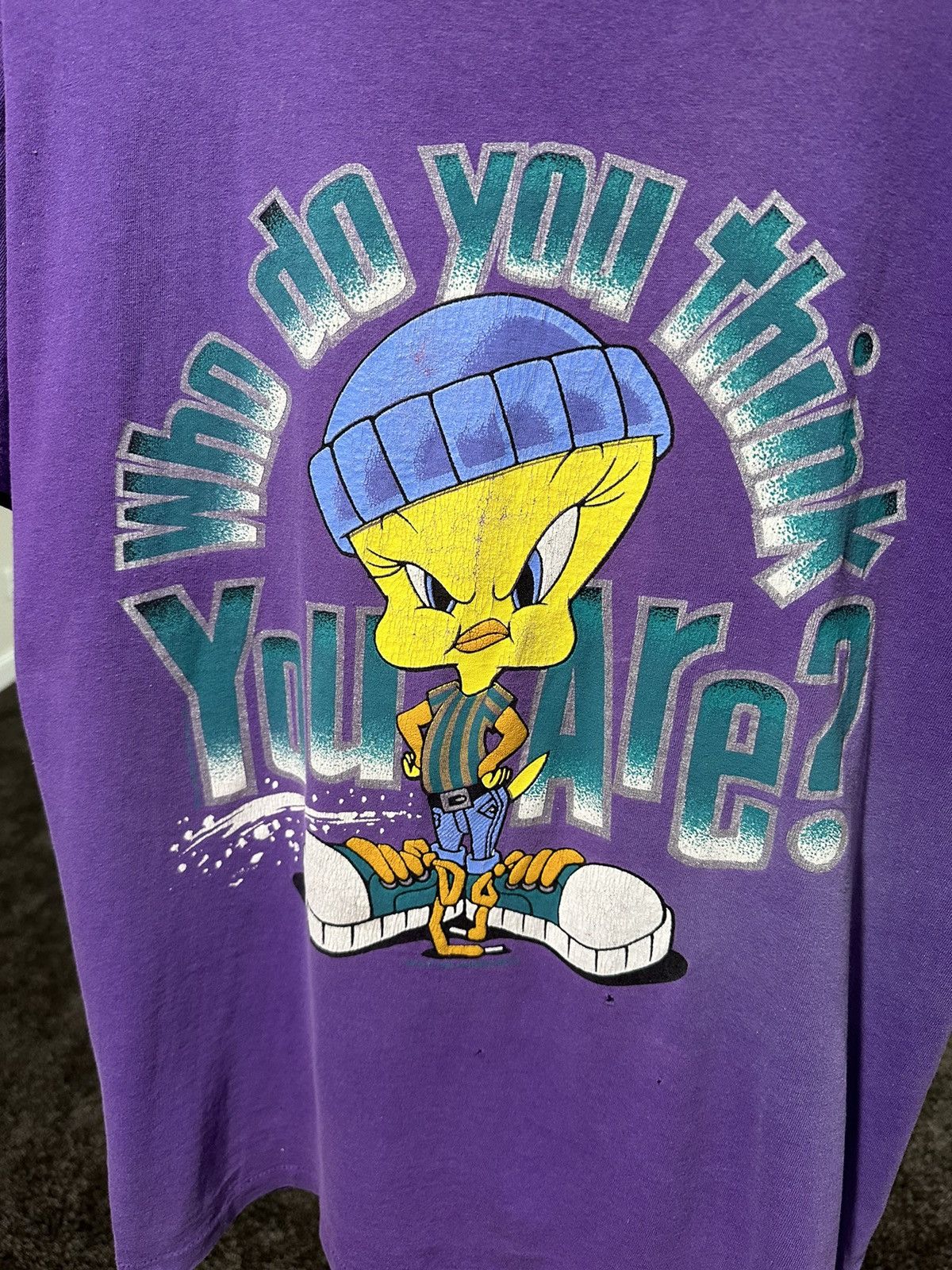 Cartoon Network Vintage Looney Tunes 1995 Tweety Bird Purple Faded T-Shirt Size US L / EU 52-54 / 3 - 3 Thumbnail